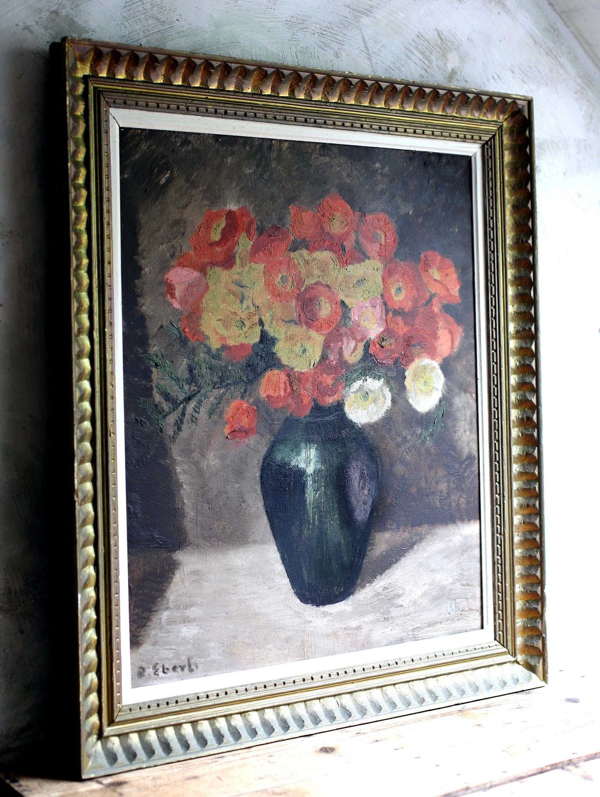 Floral Oil Painting Antique Canvas Art Flowers Large Framed Still Life photo buy