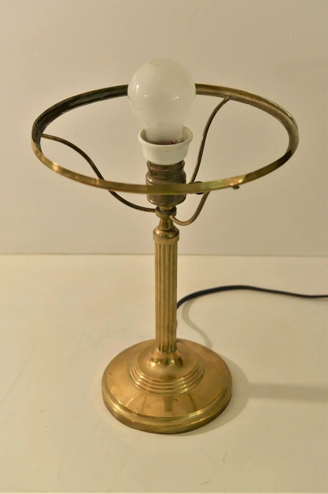 Art Nouveau Brass And Glass Table Lamp From Jugendstil, Sweden, 1920s photo vintage