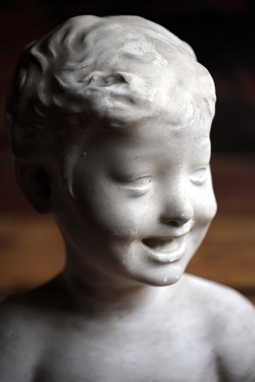 Large Antique Bust Laughing Child Plaster Statue Of A Boy Desiderio Da Settignano photo for sale