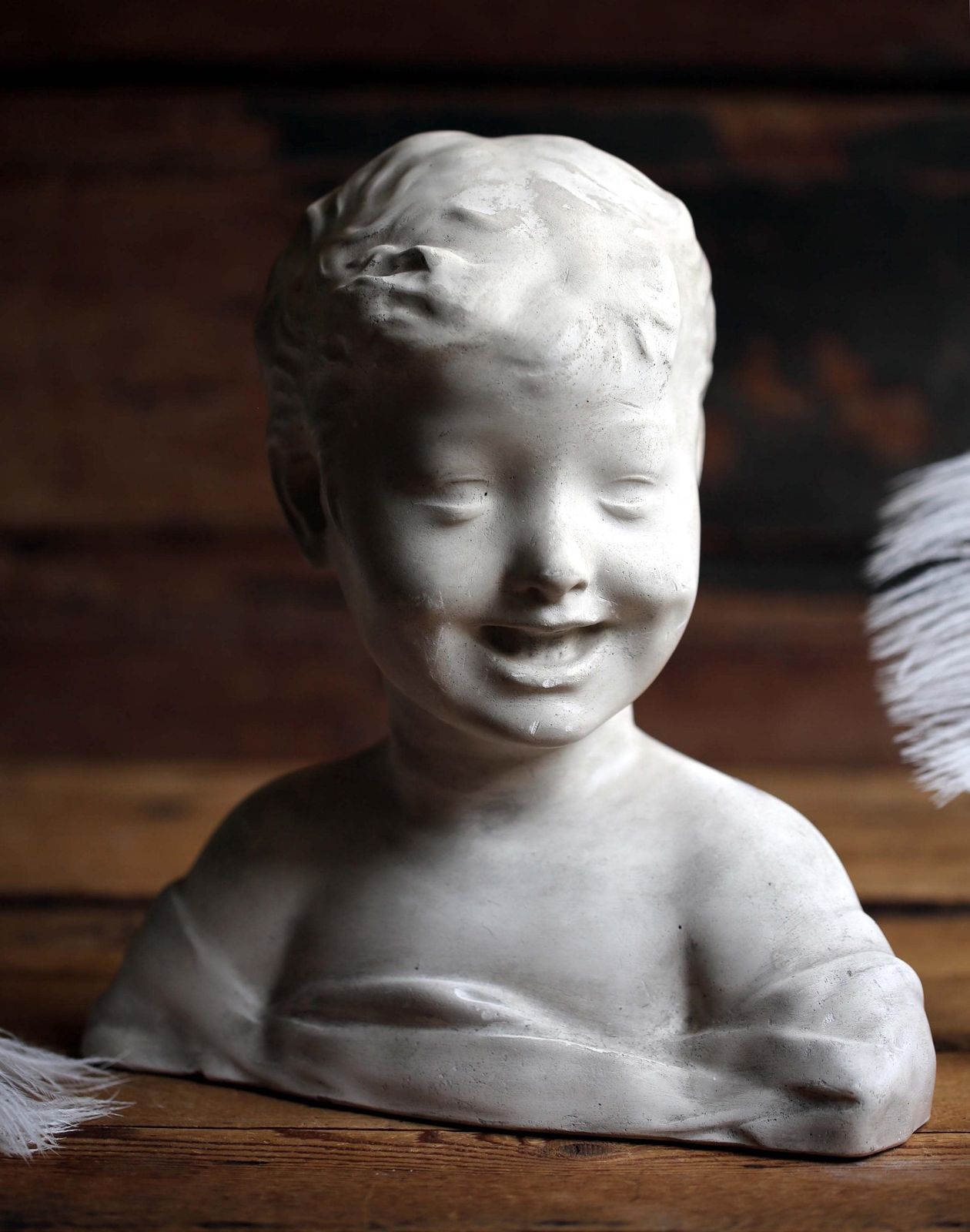 Large Antique Bust Laughing Child Plaster Statue Of A Boy Desiderio Da Settignano photo buy
