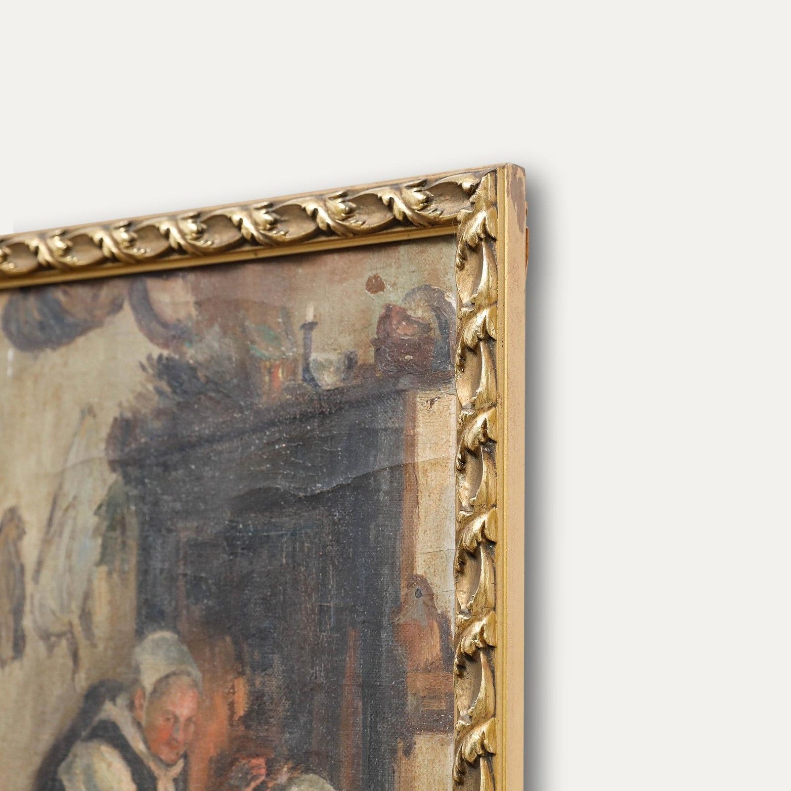Late 19th Century Oil Gathered Around The Fire photo vinterior