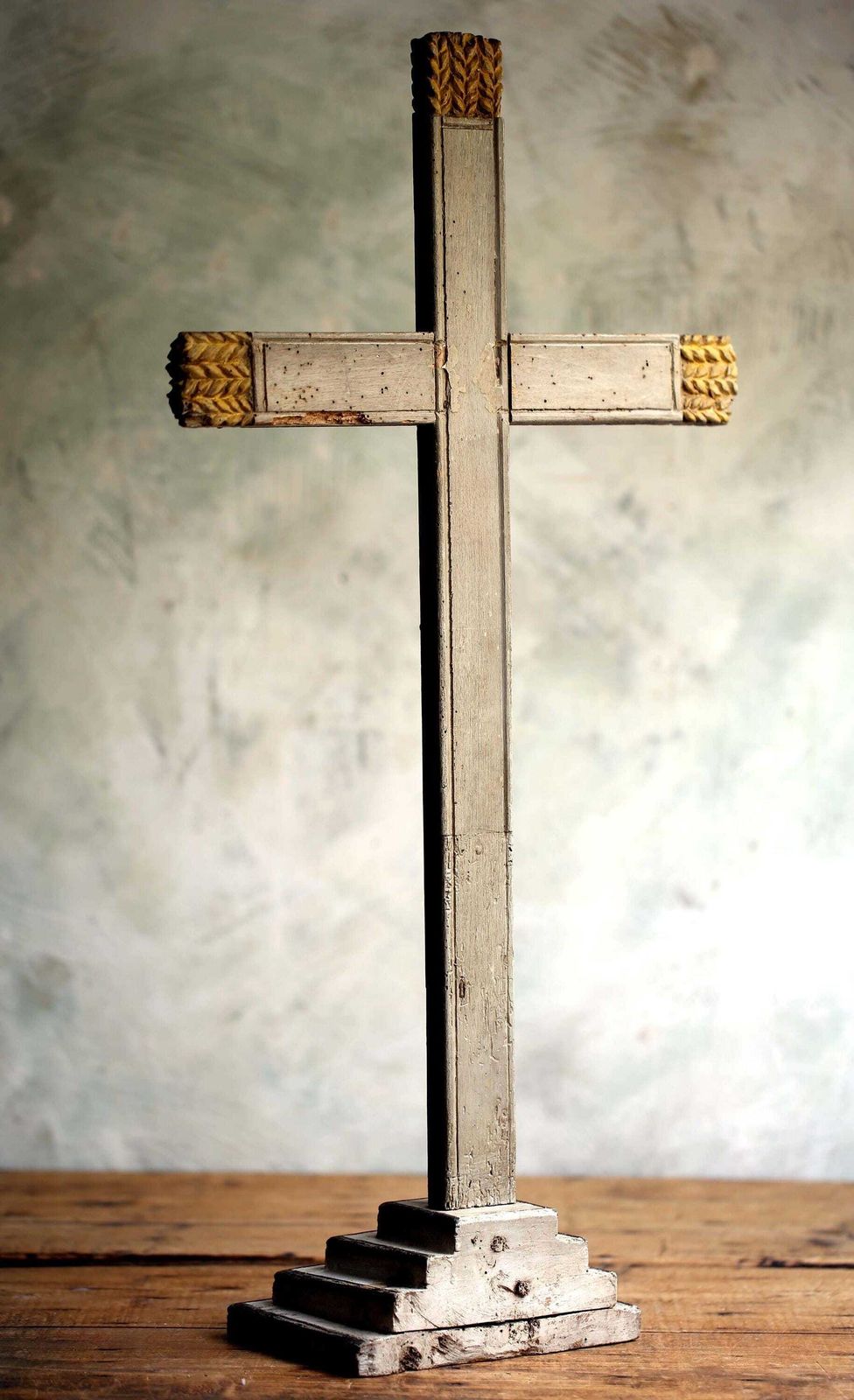 photo furniture Large Altar Piece Crucifix With Wheat Antique Folk Art Crucifix Polychrome Wooden Holy Cross