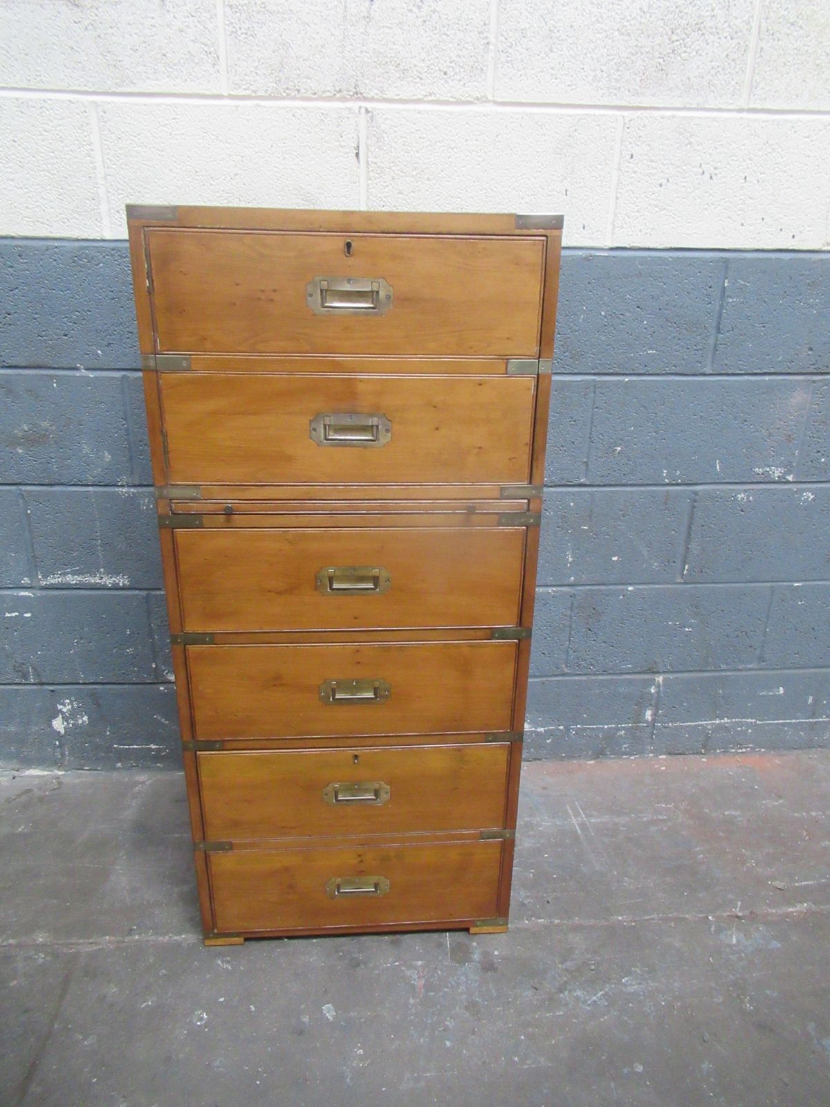 photo for sale Brass Bound Campaign  Style Chest  Of Drawers   1970s