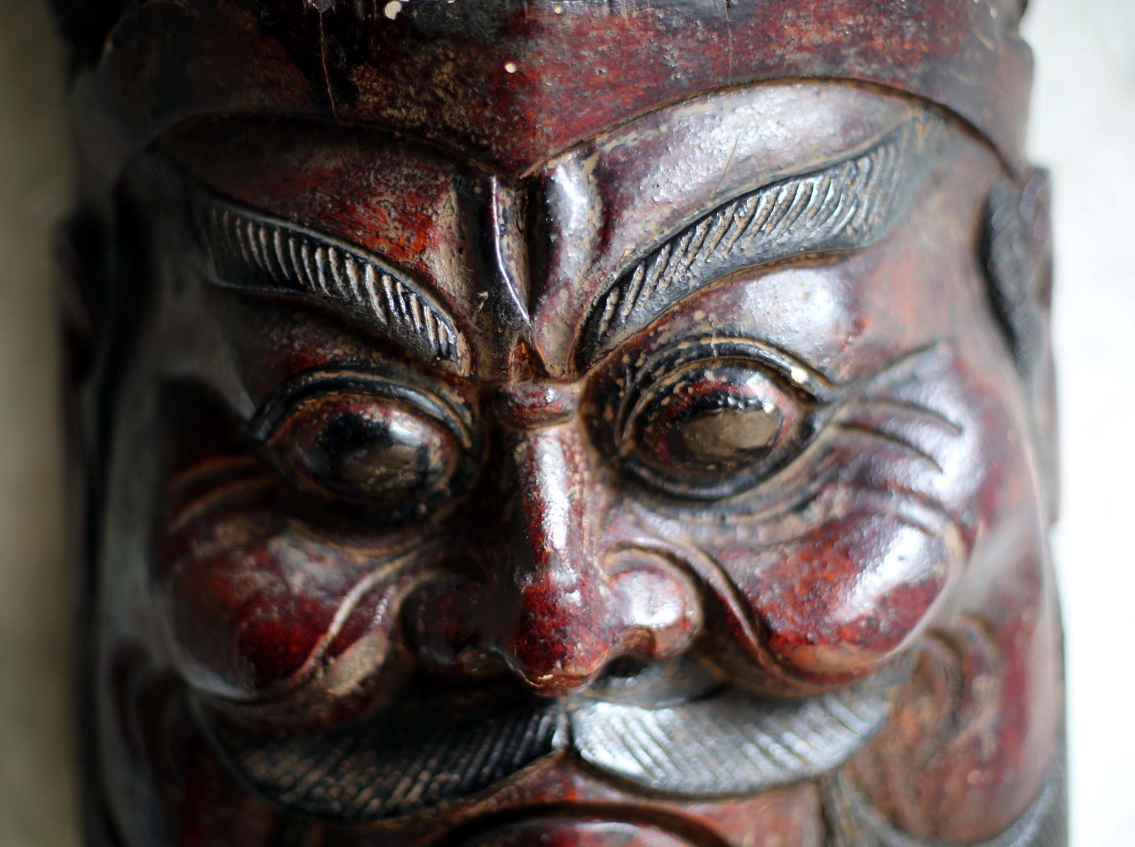 Huge Antique Wooden Mask Thai Bearded Man Face Folk Art Wall Hanging photo Art