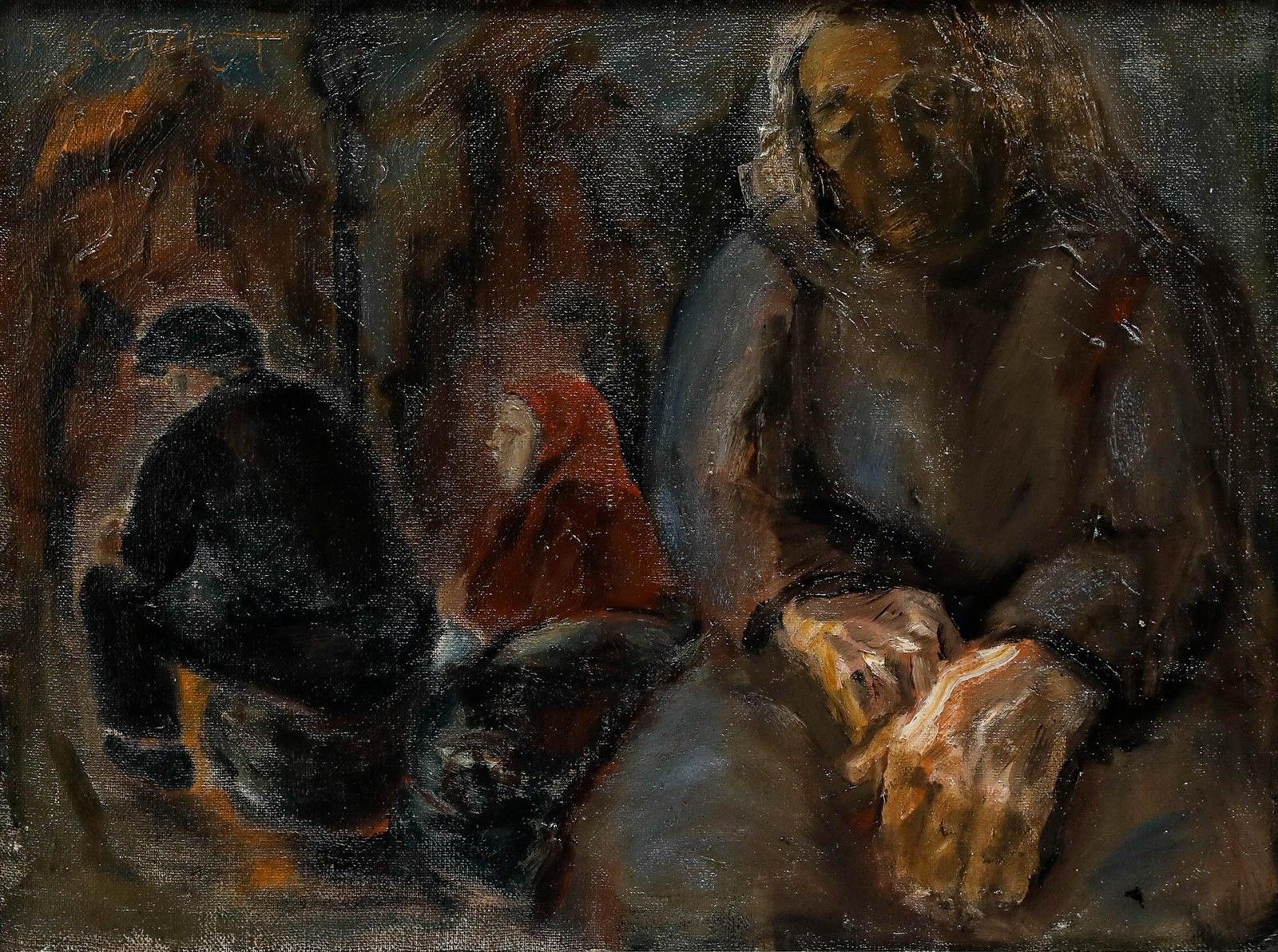 M.Kant Early 20th Century Oil, A Moment Of Melancholy photo furniture