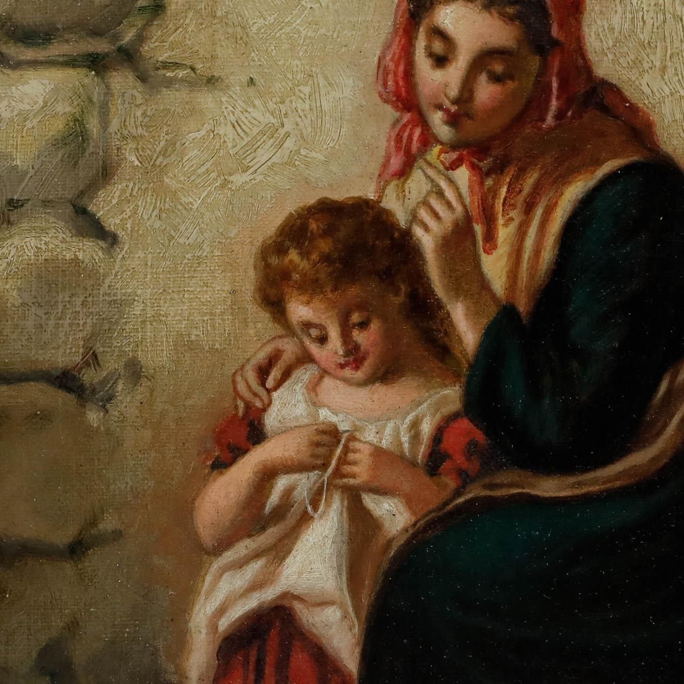 English School 19th Century Oil A Gentle Moment photo Art