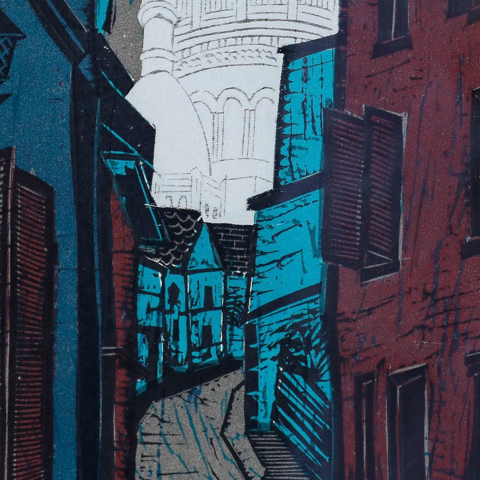 Katja M. Sorg (1921 2020) 1964 Woodcut, Sacre Coeur, Montmartre photo 195.0