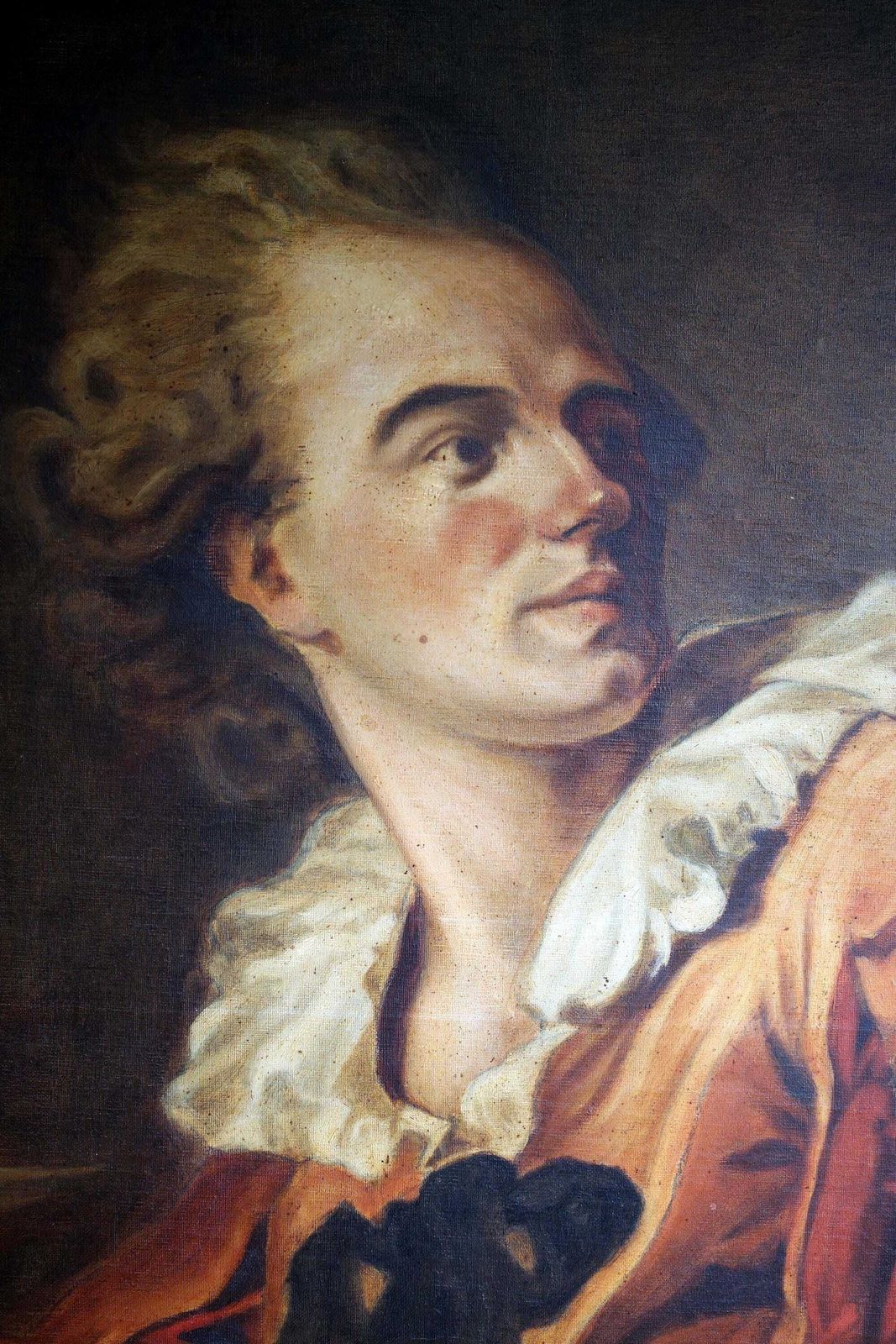 Antique French Oil Painting: Male Writer Portrait After Fragonard photo buy