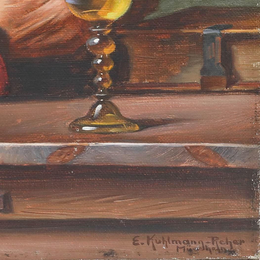 Emil Kuhlmann Reher (1886 1957) German Mid 20th Century Oil, Man With A Book photo vintage