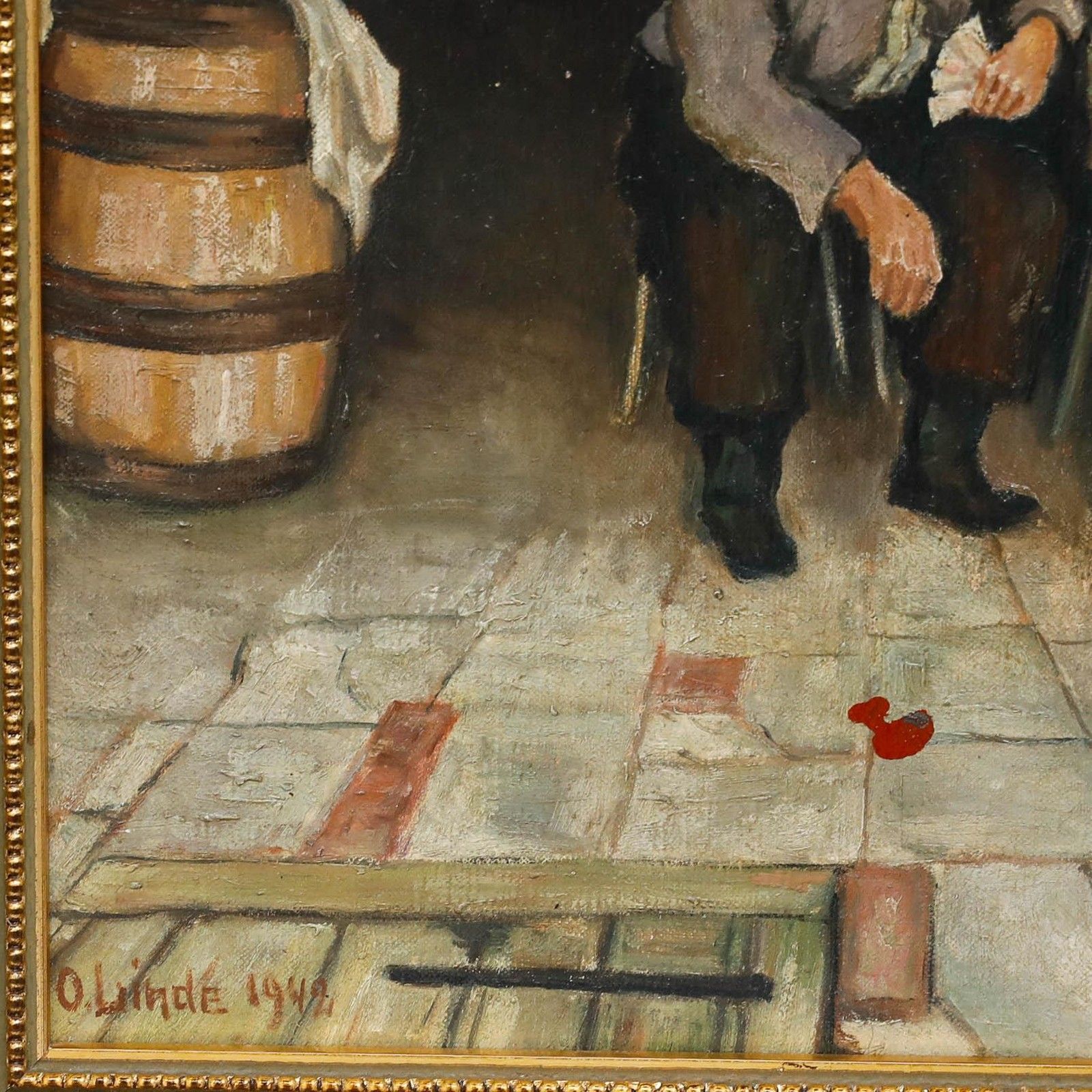 After Claus Meyer (1856 1919) 1942 Oil, The Card Game photo vinterior