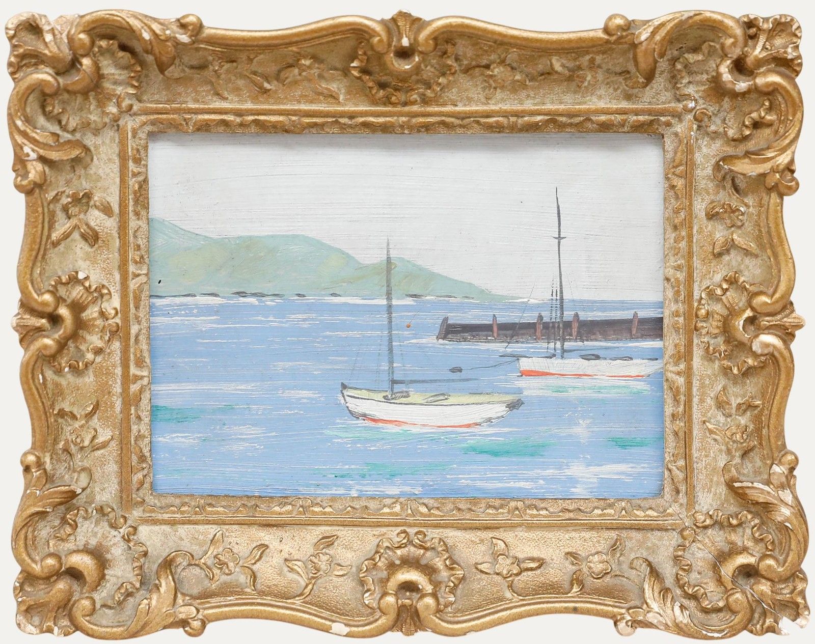 Miniature Early 20th Century Oil Sailing Boats