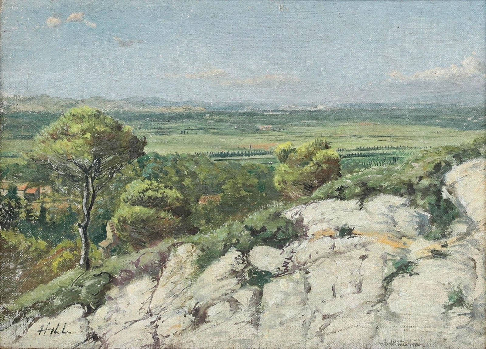 Adrian Hill (1895 1977) Mid 20th Century Oil, Provençal Landscape photo furniture
