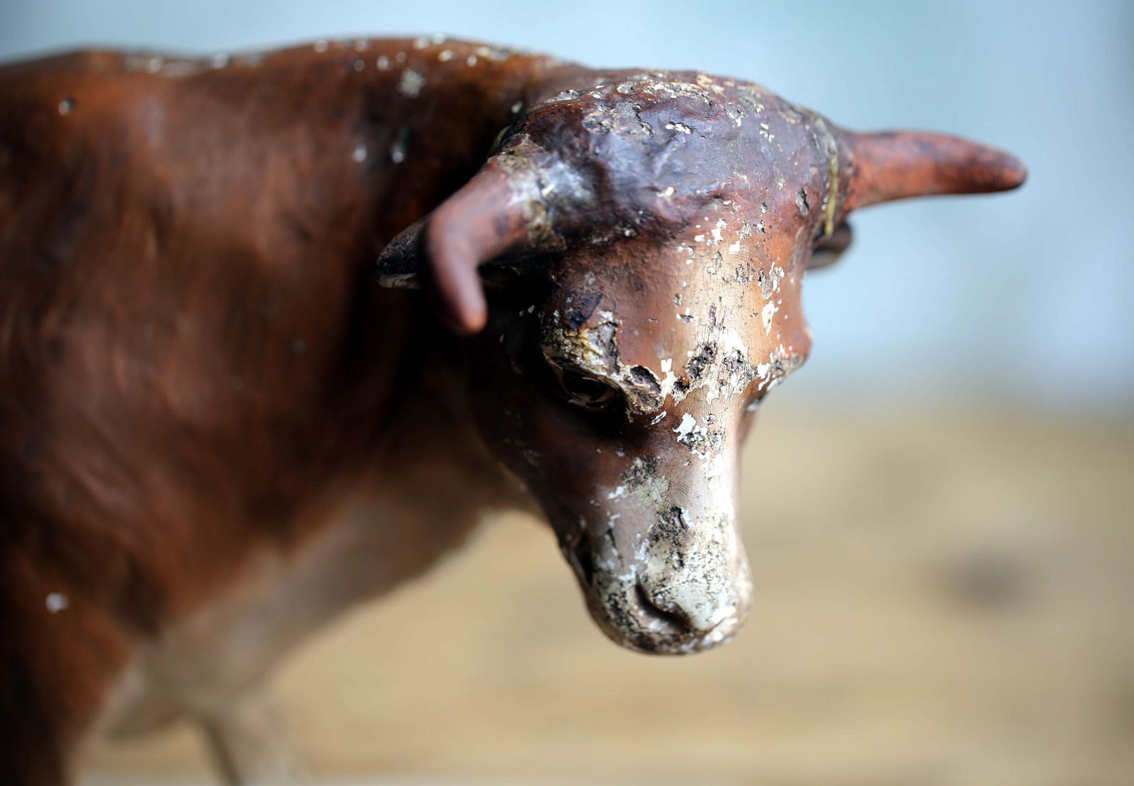 Huge Plaster Cow Large Antique Bull Statue Butcher Shop Display Figure Nativity Animal photo for sale