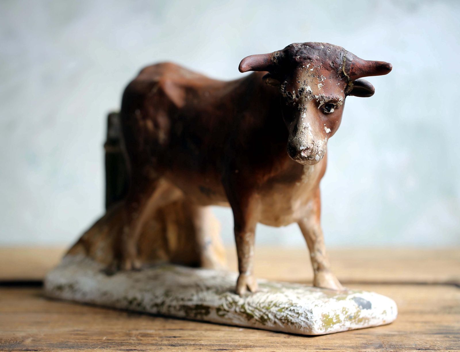 photo for sale Huge Plaster Cow Large Antique Bull Statue Butcher Shop Display Figure Nativity Animal