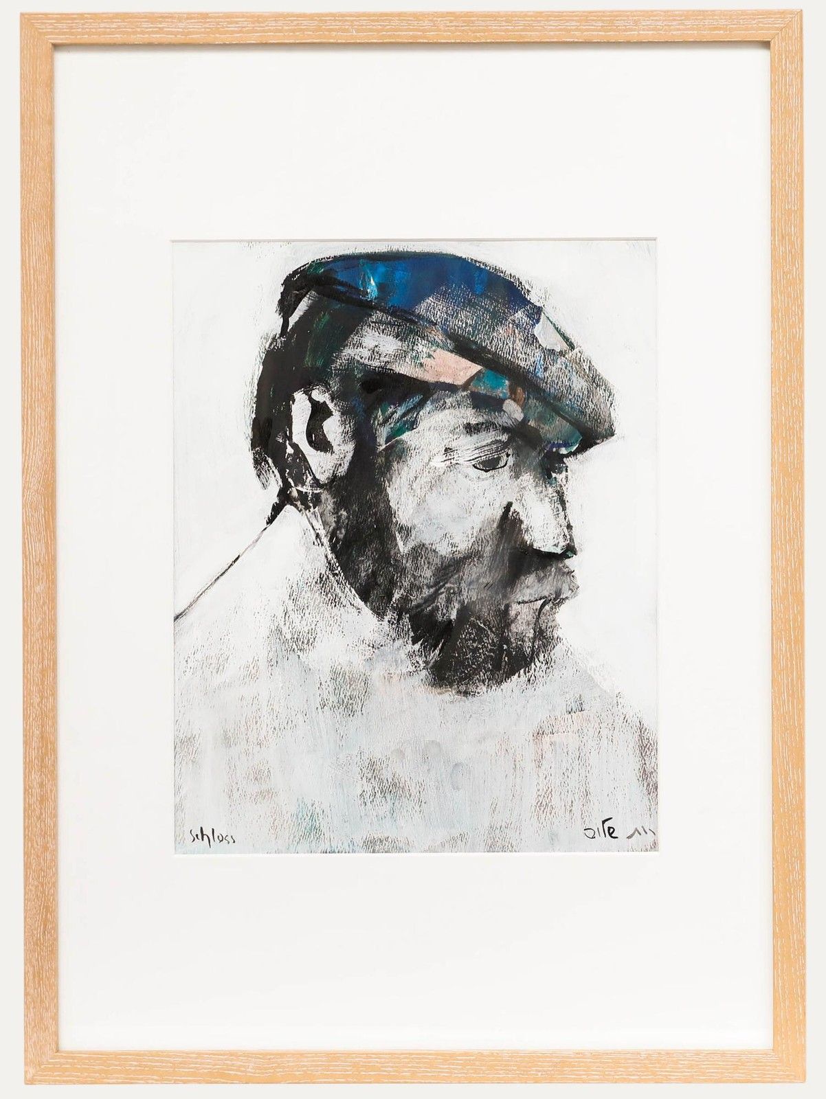 Ruth Schloss (1922 2013) Contemporary Mixed Media, Man In A Cap