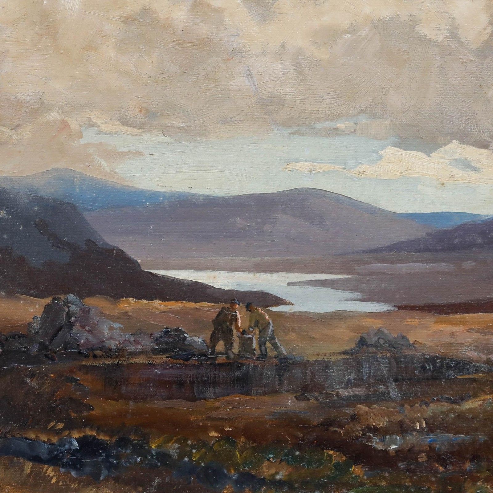 Gordon Clifford Barlow (1913 2005) 1977 Oil, Gathering Peat On Ben Hope photo 495.0