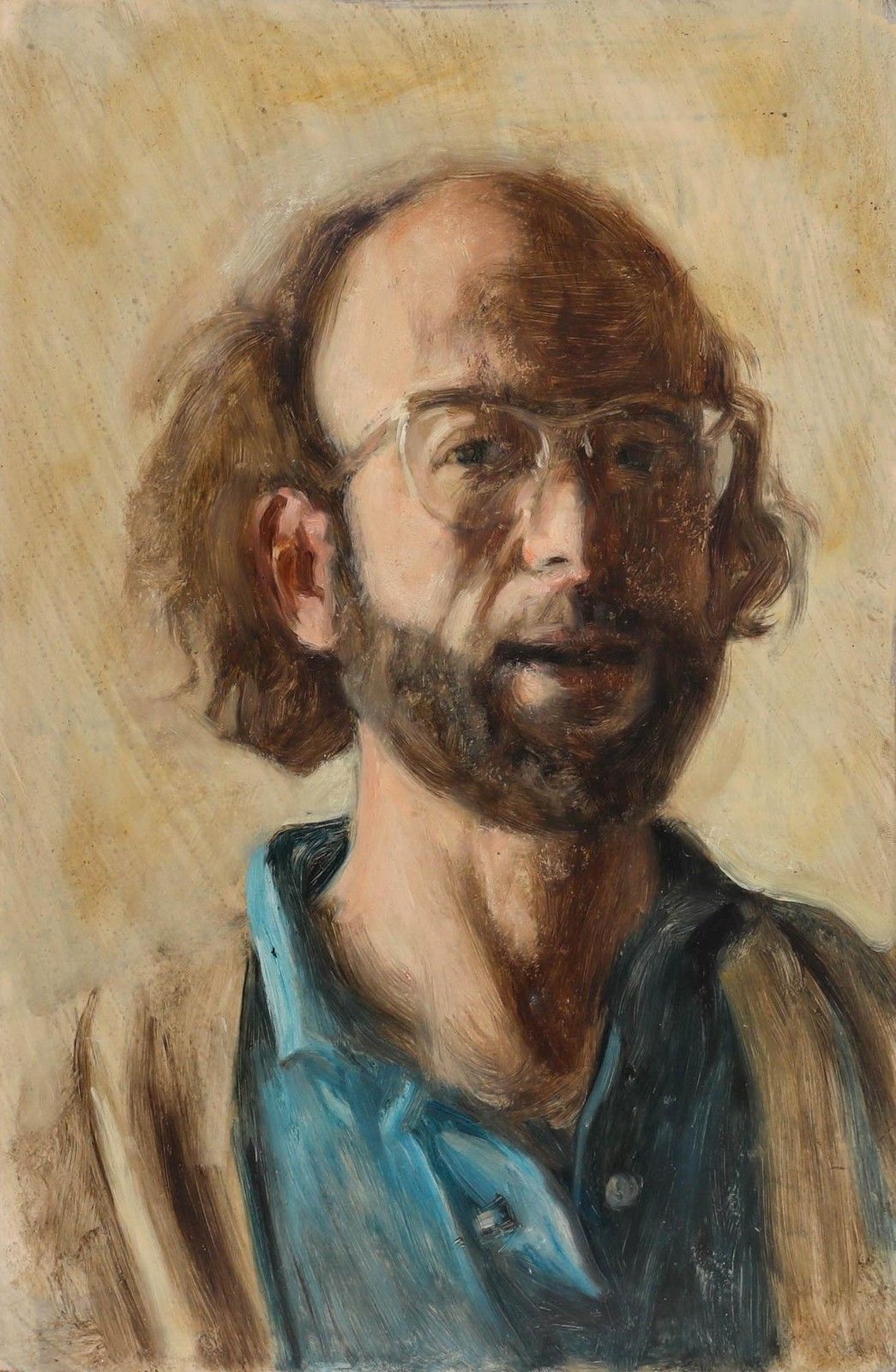 George Weissbort (1928 2013) 20th Century Oil, Self Portrait In Teal photo furniture