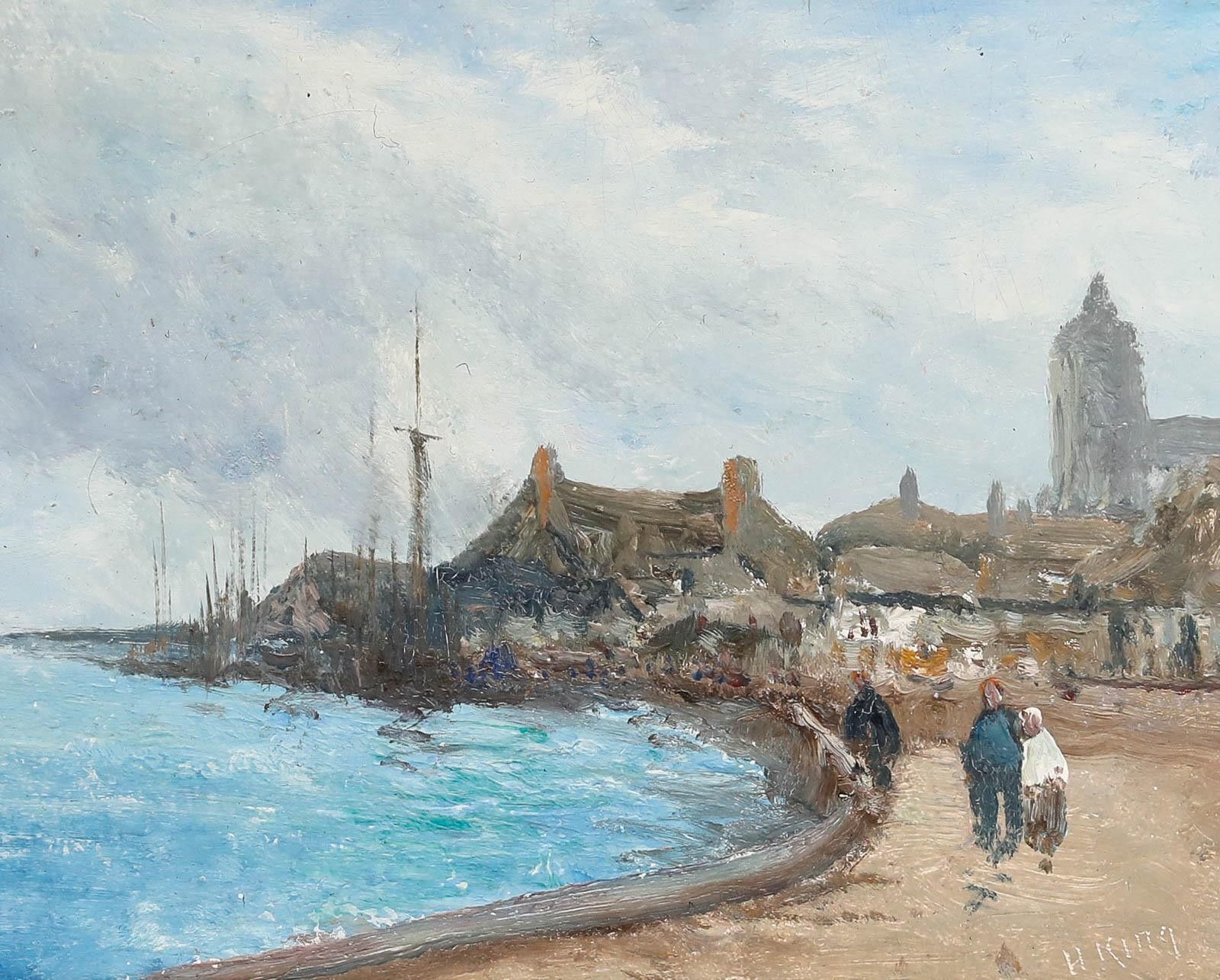H. King Impressionist Mid 20th Century Oil, A Cloudy Day By The Coast photo furniture