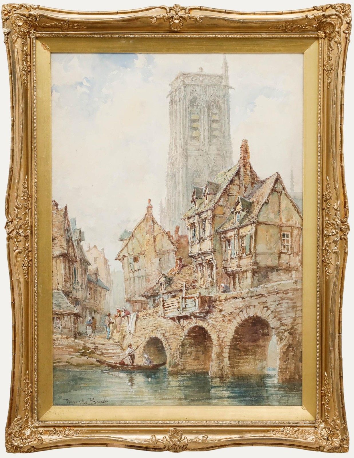 Pierre Le Boeuff (Fl.1899 1920) Late 19th Century Watercolour, Canal Scene
