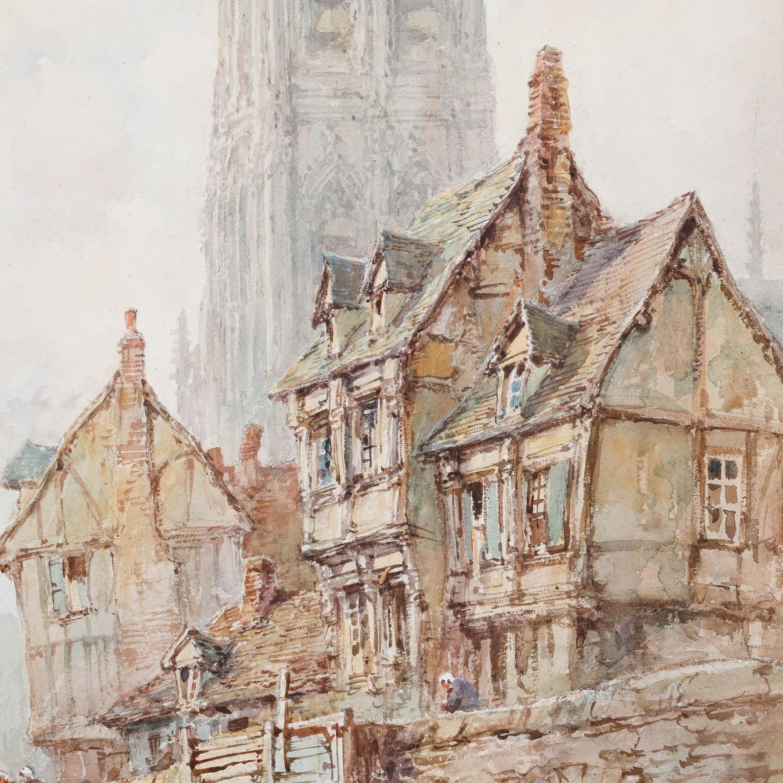 Pierre Le Boeuff (Fl.1899 1920) Late 19th Century Watercolour, Canal Scene photo Art