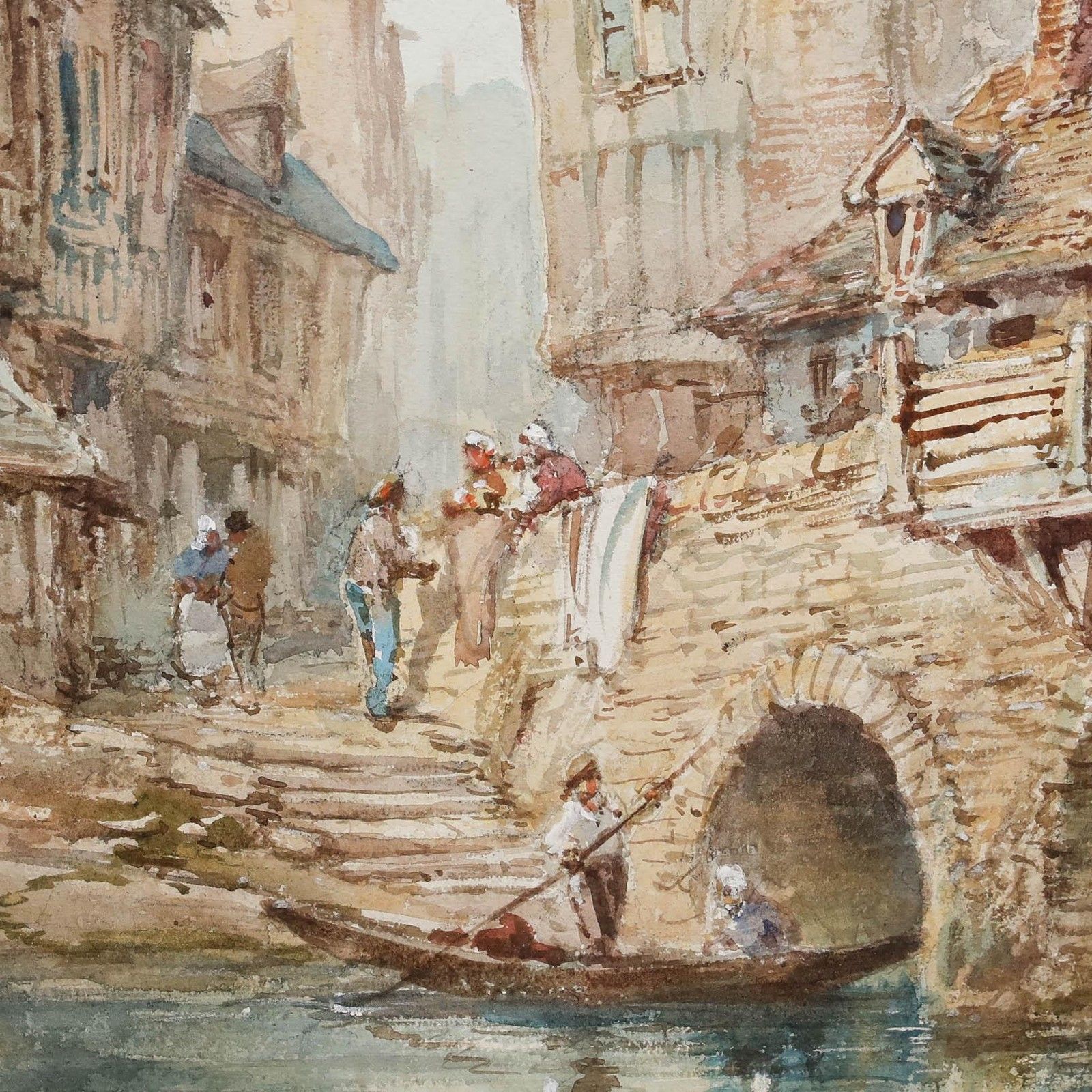 Pierre Le Boeuff (Fl.1899 1920) Late 19th Century Watercolour, Canal Scene photo 450.0