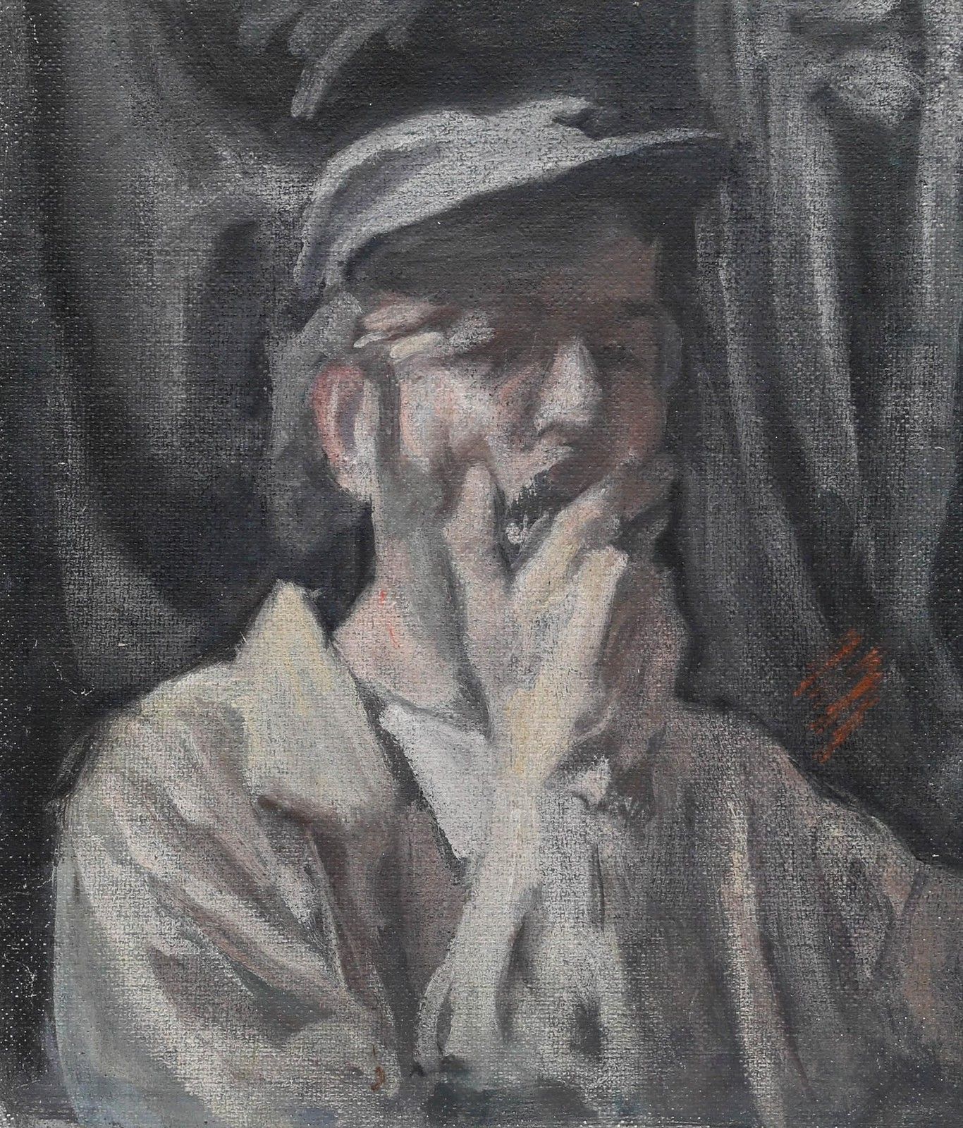 George Weissbort (1928 2013) 20th Century Oil, Self Portrait With Cap photo furniture