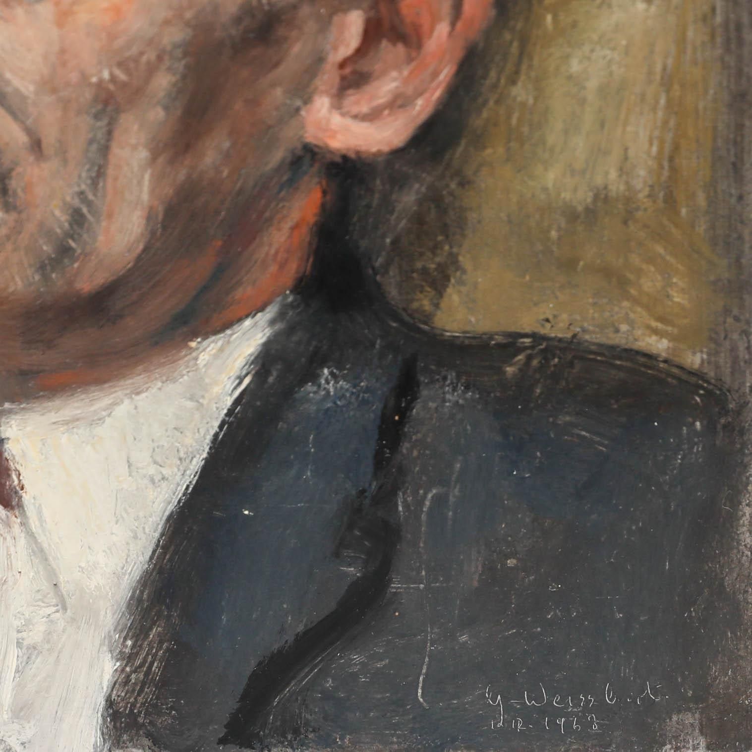 George Weissbort (1928 2013) Mid 20th Century Oil, Gentleman With The Red Tie photo Art