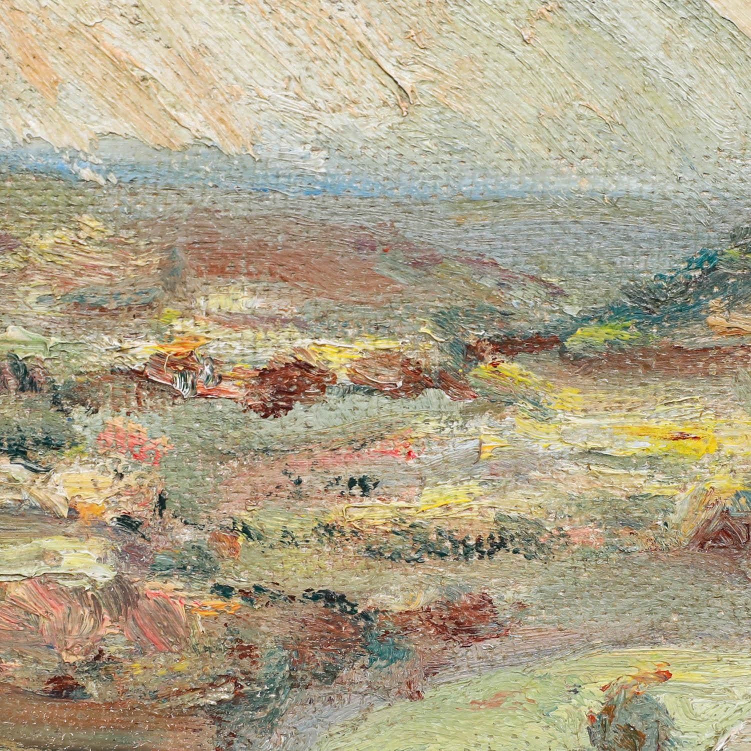 Framed Mid 20th Century Oil Mountain Landscape photo Art