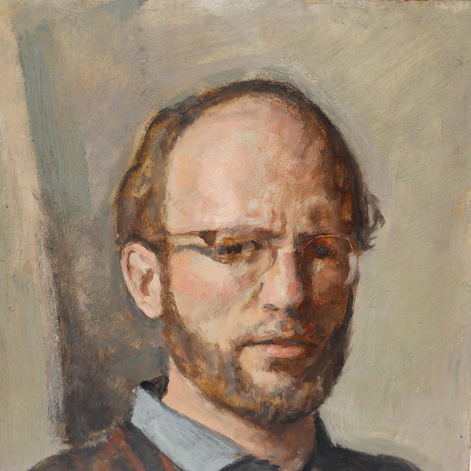 George Weissbort (1928 2013) 20th Century Oil, Weissbort In A Blue Shirt photo Art