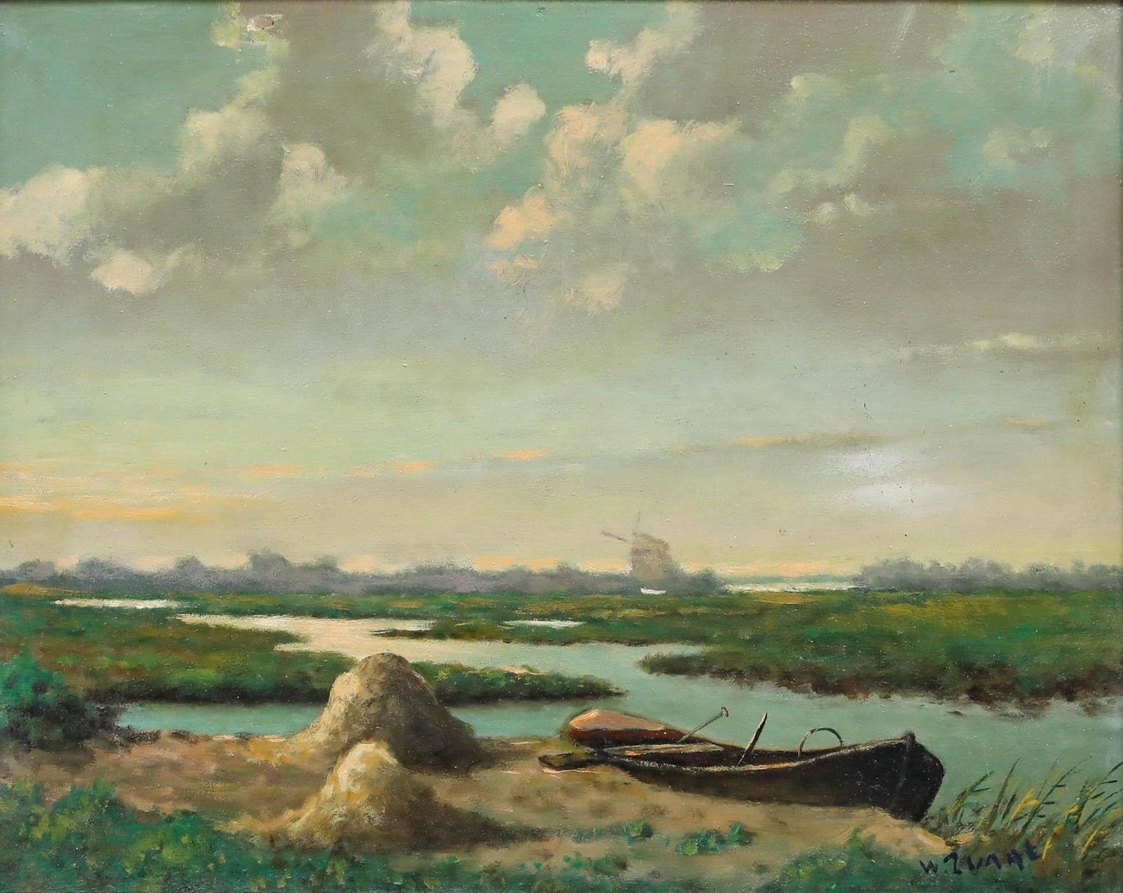 Willem Zwart (1867 1957) Dutch School Mid 20th Century Oil, The Rowing Boat photo furniture