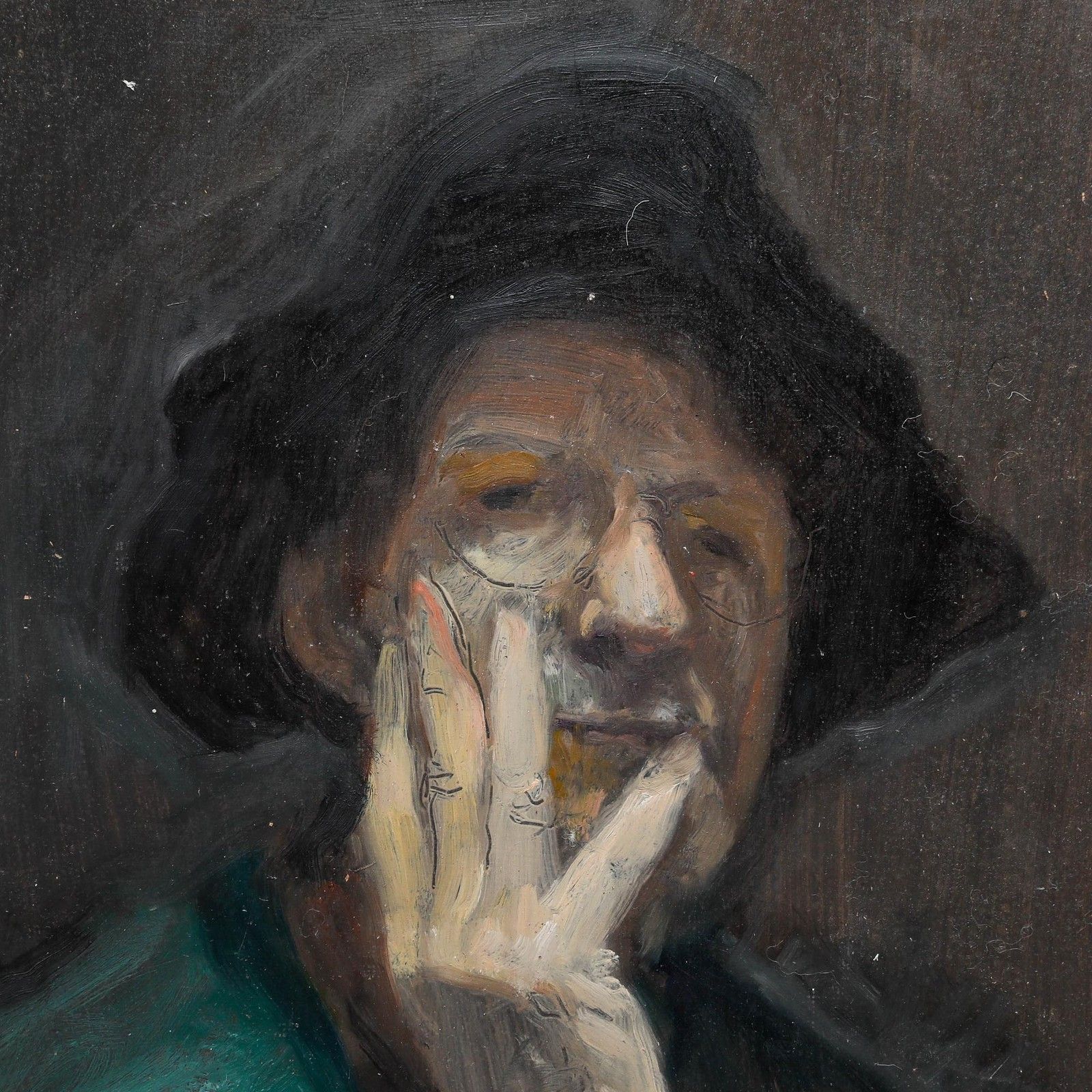 George Weissbort (1928 2013) 20th Century Oil, The Artist In Green photo Art