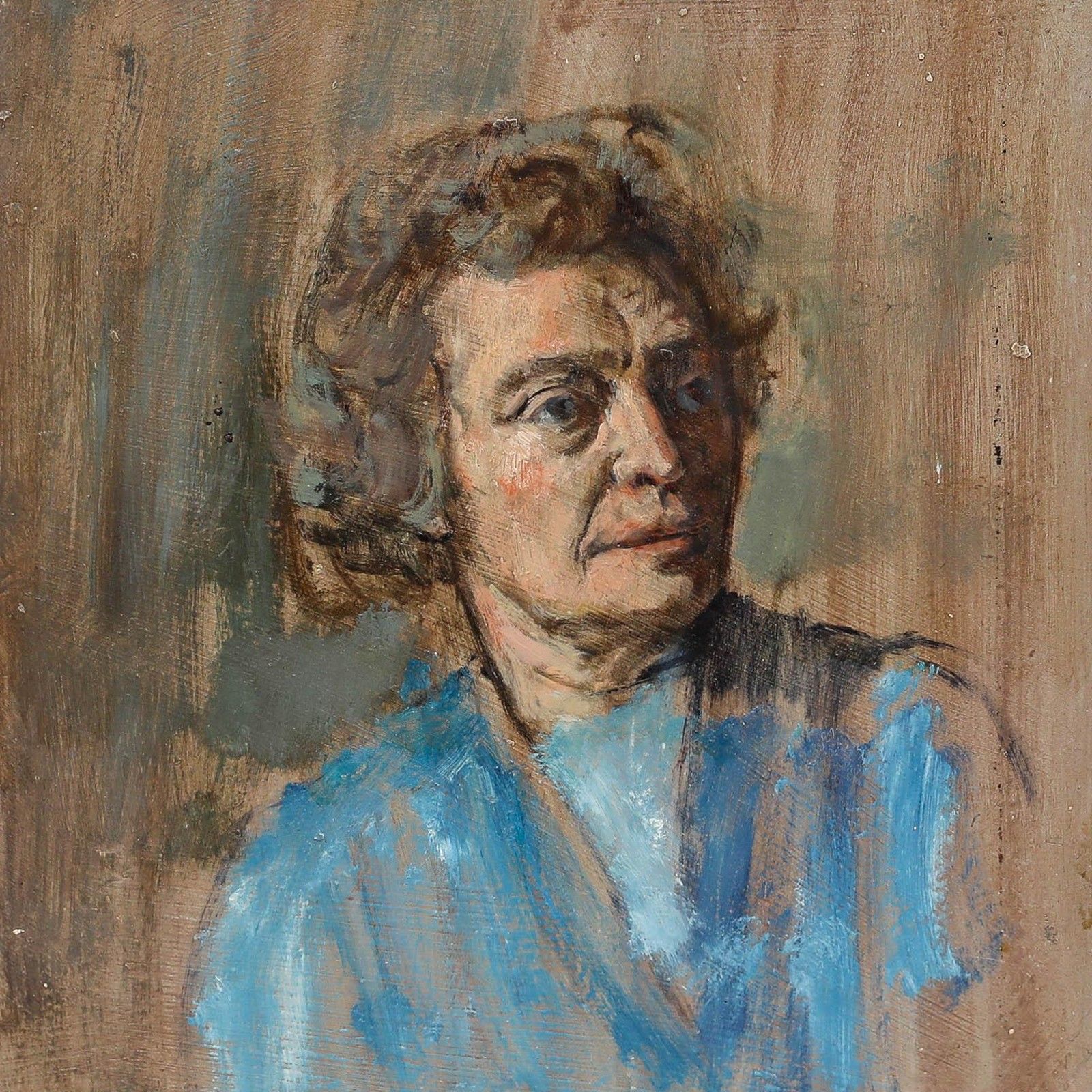 George Weissbort (1928 2013) 20th Century Oil, Elderly Lady In Blue photo furniture
