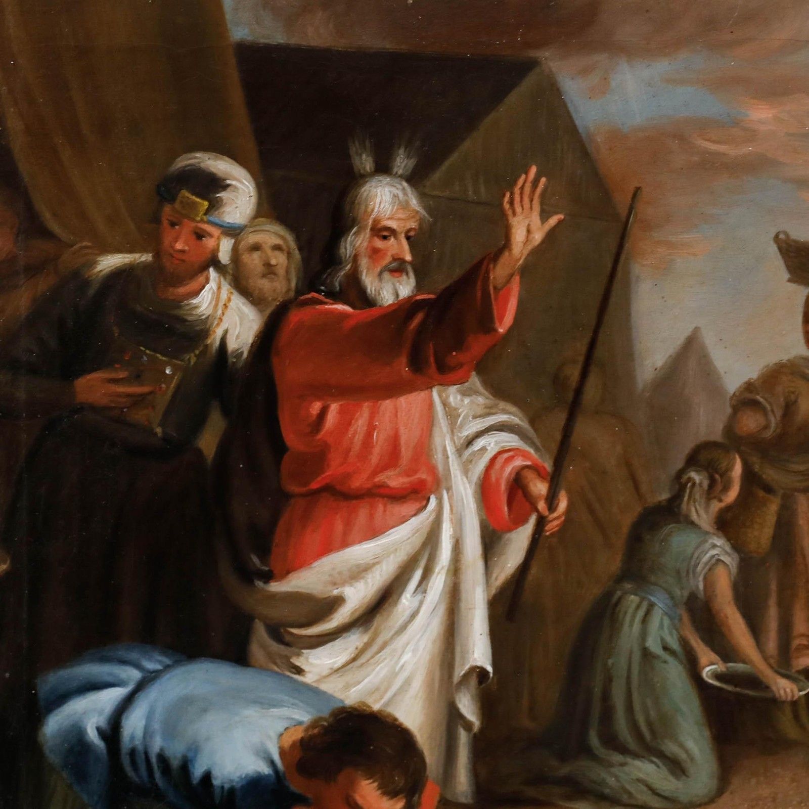 Late 19th Century Oil Moses With His Followers photo 325.0