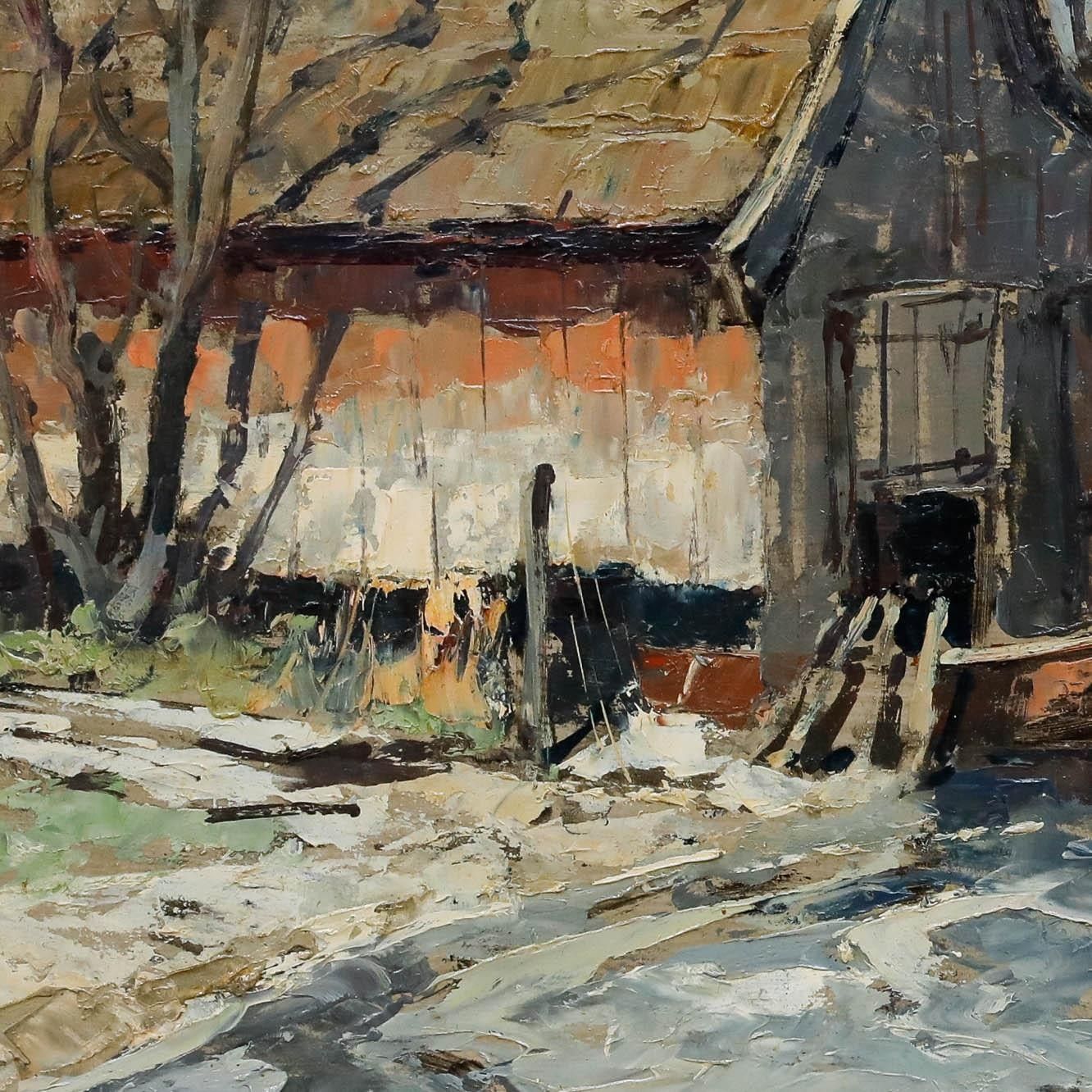Otto Hellmeier (1908 1996) 1972 Oil, Winter On The Lake photo Art