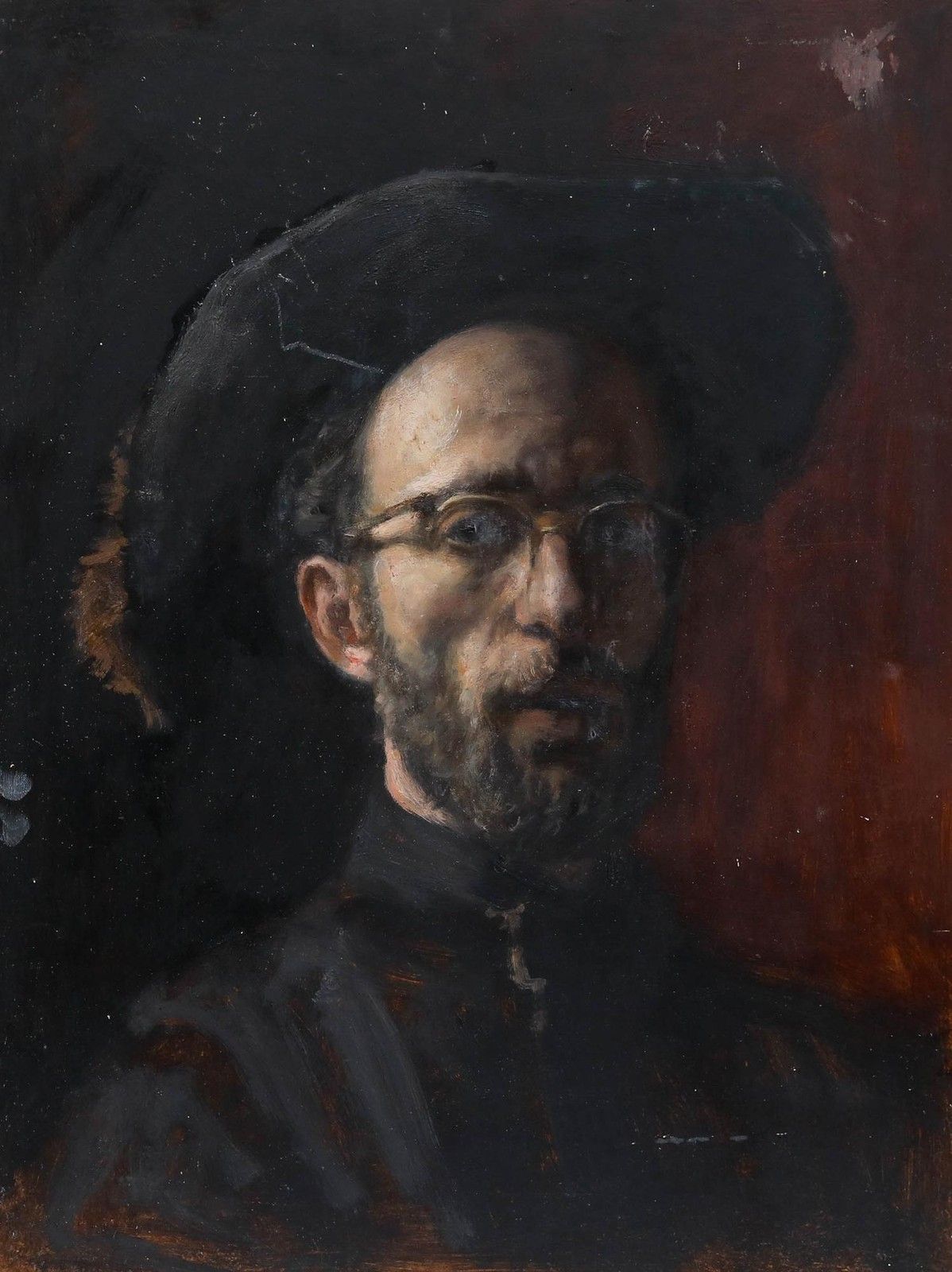 George Weissbort (1928 2013) 20th Century Oil, Self Portrait With Hat photo furniture