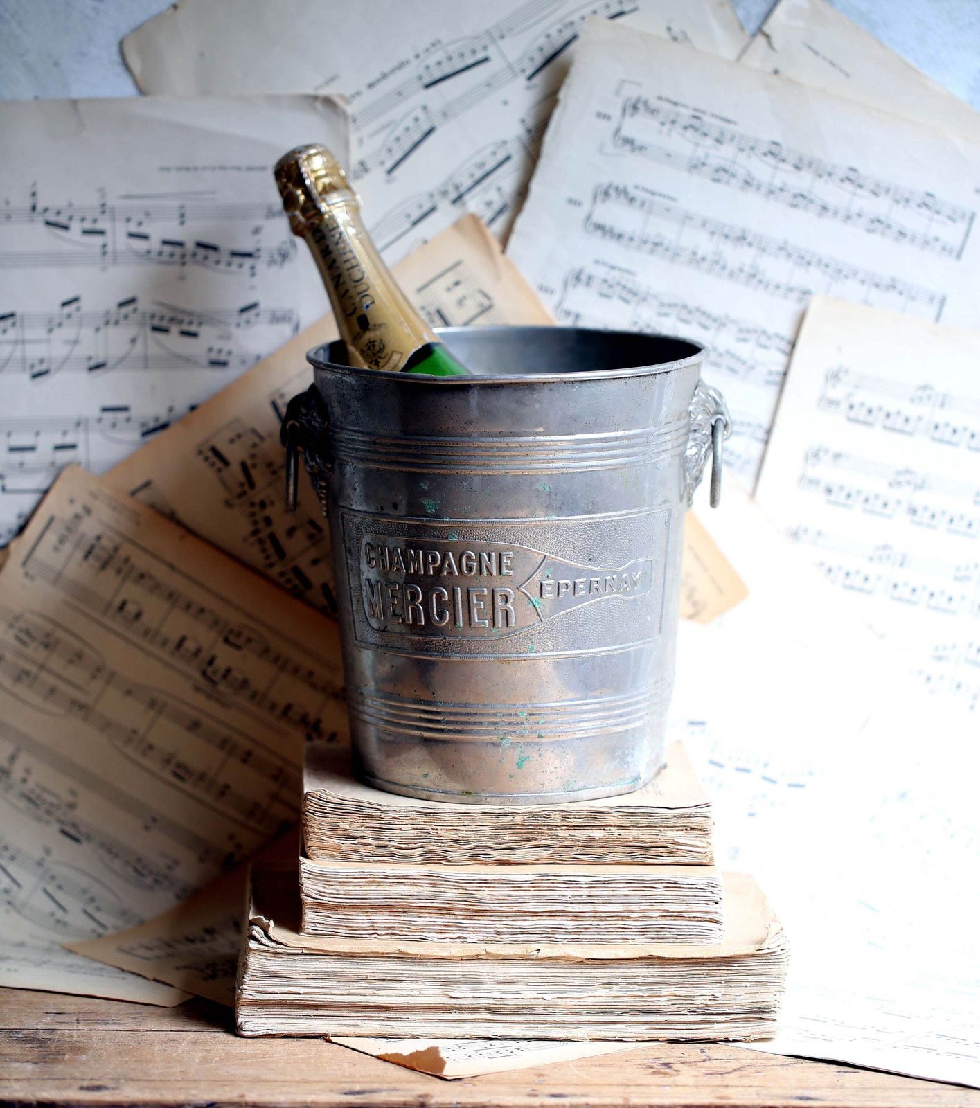 Antique French Mercier Champagne Bucket: Metal Wine Cooler photo buy