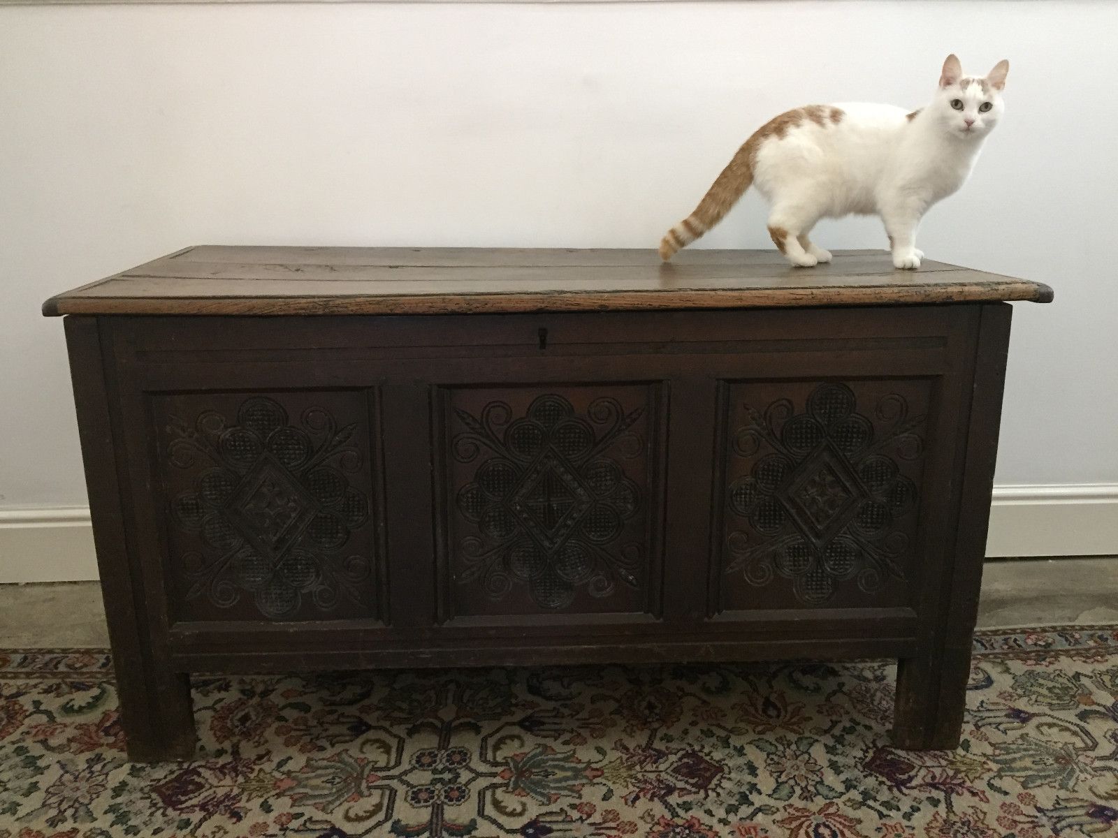 A Splendid Large Late 17th Century Joined Oak 'Halifax' Coffer photo Furniture