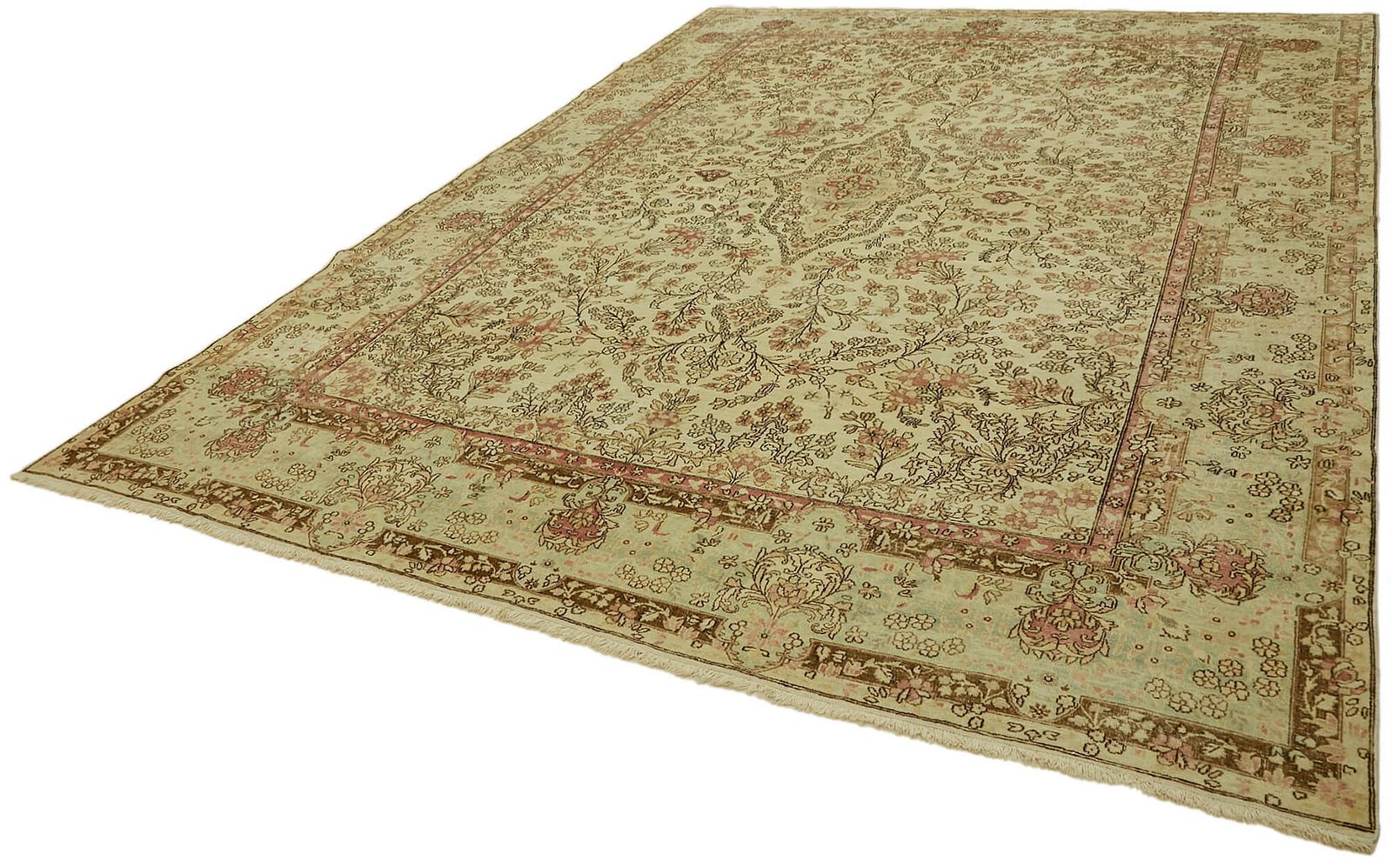 Handmade Beige Vintage Large Area Rug 363 Cm X 265 Cm photo for sale