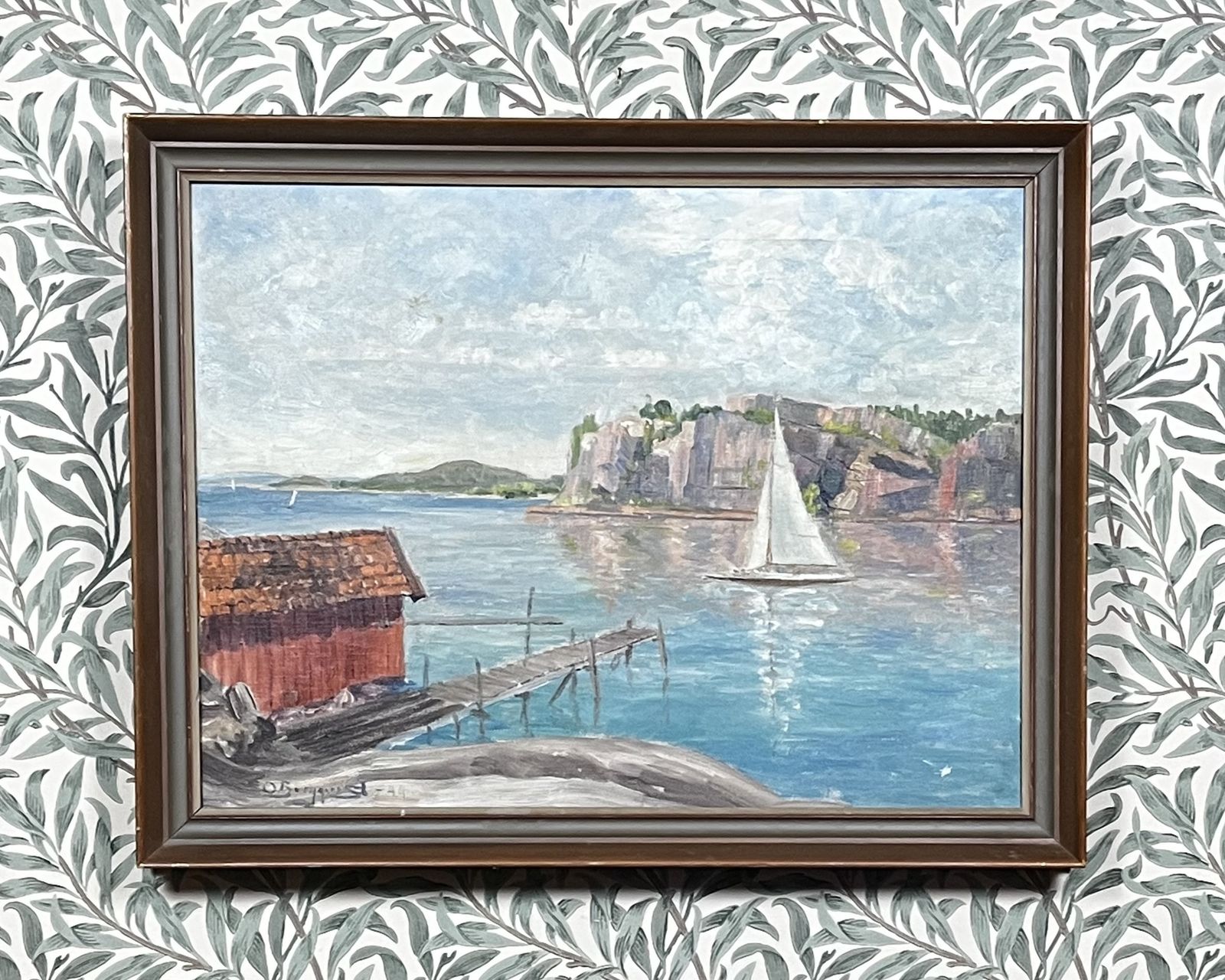 Evening Light Seascape, 1944, Swedish Artist O Bergqvist,  Oil Painting On Streched Canvas
