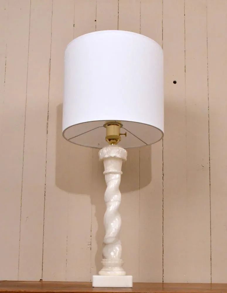 Large Swedish White Alabaster Table Lamps By Nordic Company, From Nordiska Kompaniet, Set Of 2 photo vinterior