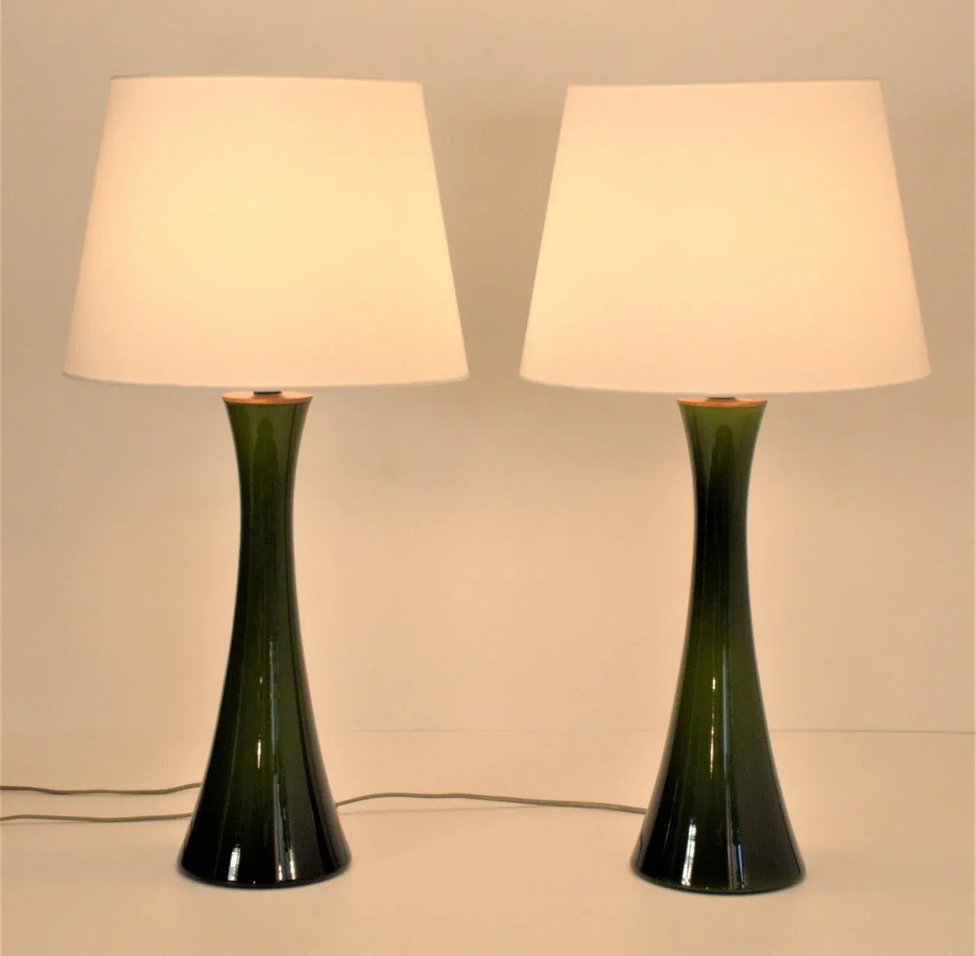 Modern Swedish Olivegreen Glass Table Lamps By Bernt Nordstedt For Bergboms, Set Of 2 photo furniture