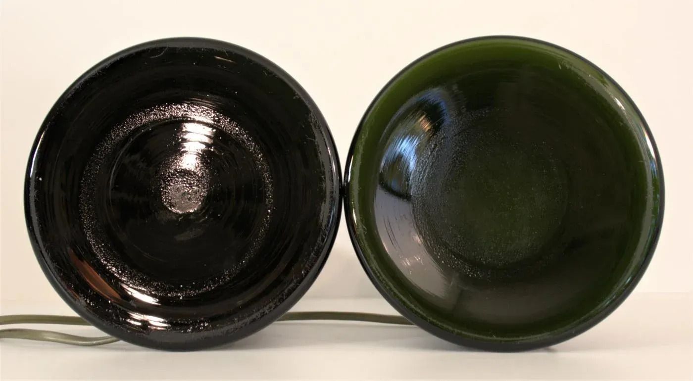 Modern Swedish Olivegreen Glass Table Lamps By Bernt Nordstedt For Bergboms, Set Of 2 photo vintage