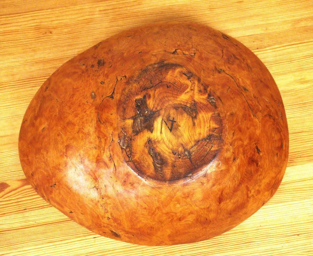 photo for sale Large Swedish Folklore Birch Burl Wooden Bowl, 1890s