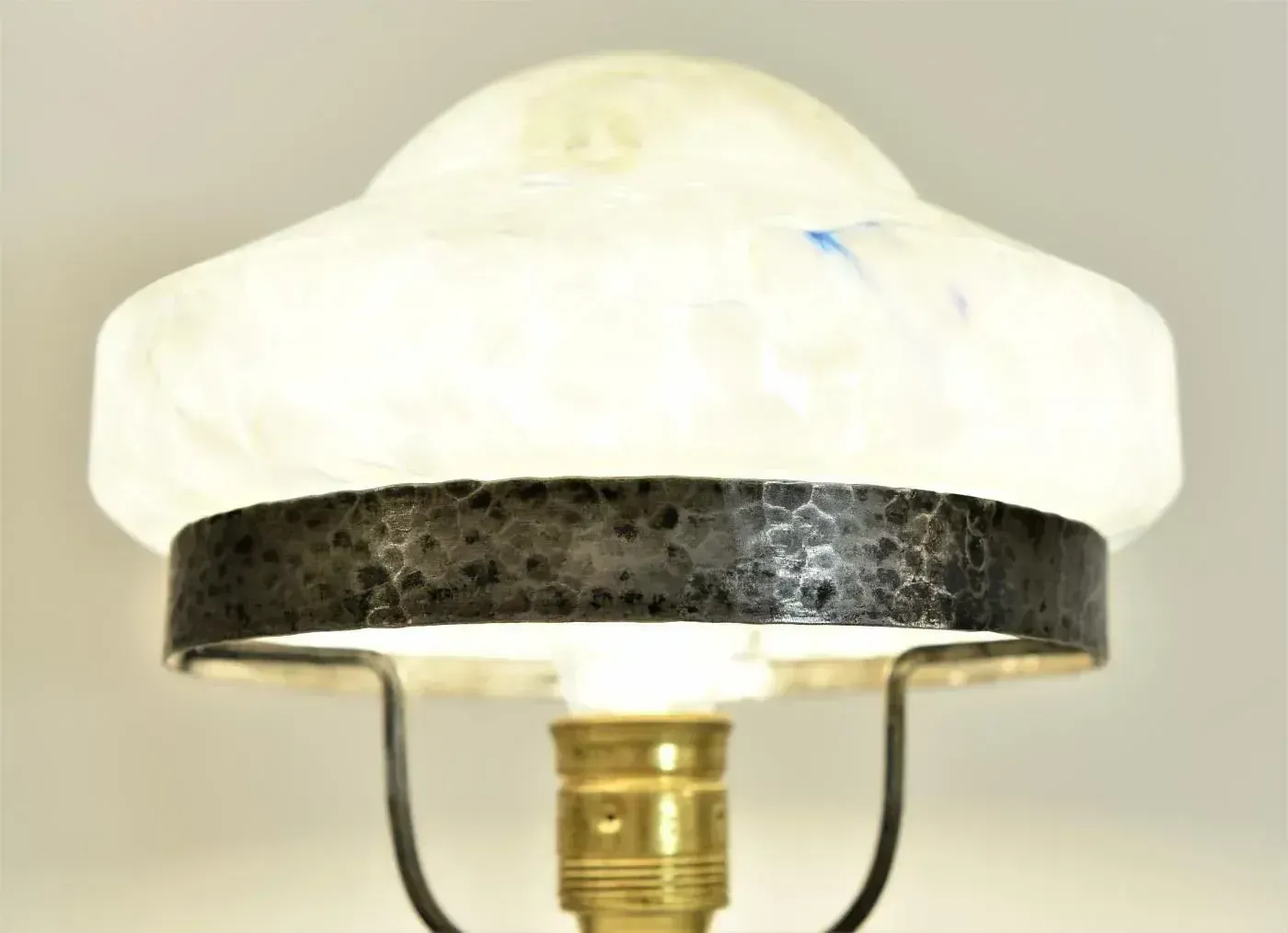 Art Nouveau Wrought Iron And Glass Table Lamp Jugendstil, Sweden, 1920s photo 825.0