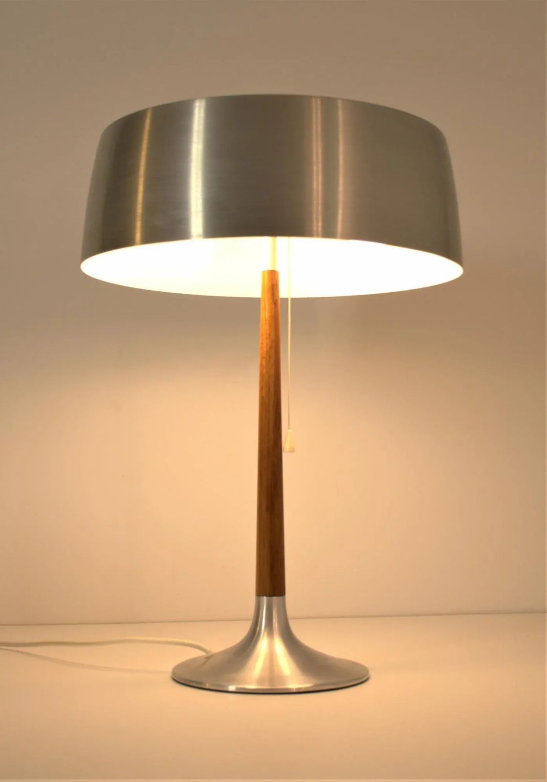 Large Teak And Brushed Aluminium Table Lamp By Svend Aage Holm Sörensen For Asea, 1950s photo 2361.0