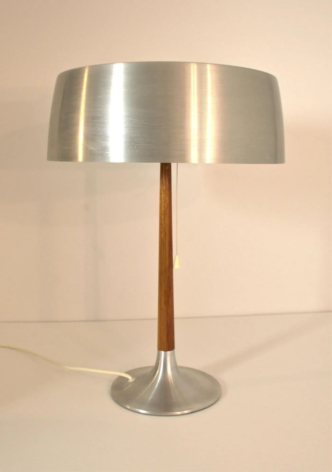 2361.0 Large Teak And Brushed Aluminium Table Lamp By Svend Aage Holm Sörensen For Asea, 1950s photo