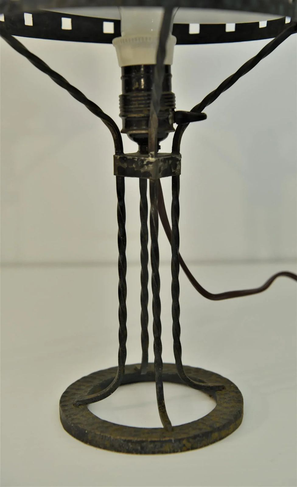 Art Noueau Swedish Wrought Iron And Blown Glass Table Lamps, 1915, Set Of 2 photo vintage