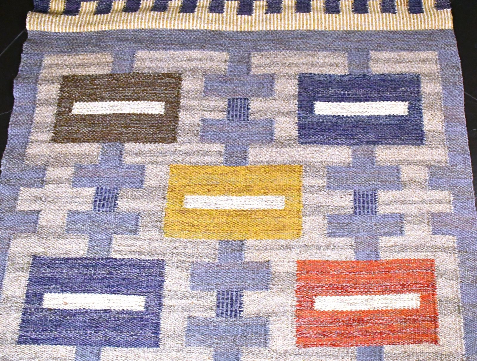 Vintage Swedish Handwoven Röllakan Wool Rug By Konstfliten, 1950s photo furniture