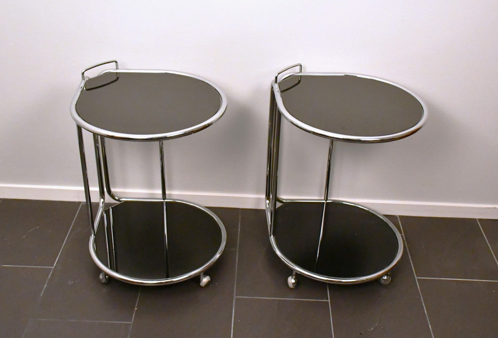 Vintage Swedish Chrome Steel And Glass Bedside Tables From Dux, 1990s, Set Of 2 photo vintage