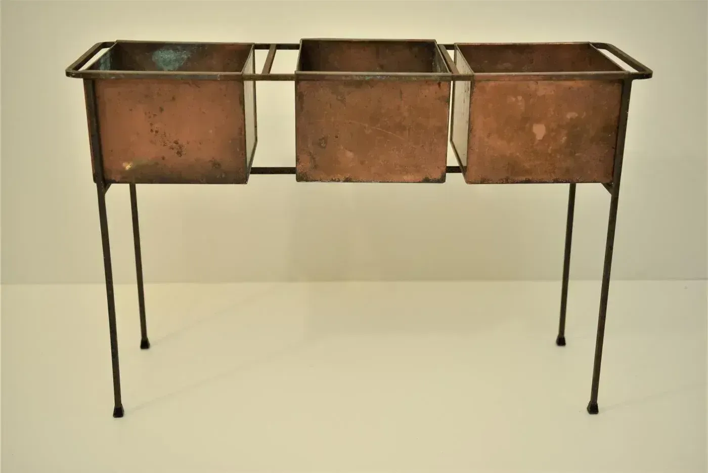 Swedish Copper And Wrought Iron Flower Planter By Hans Agne Jakobsson, 1950s photo for sale